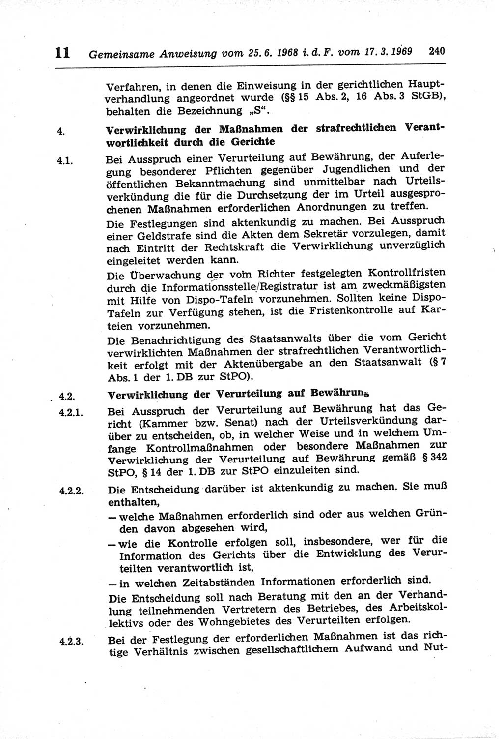 Strafprozeßordnung (StPO) der Deutschen Demokratischen Republik (DDR) und angrenzende Gesetze und Bestimmungen 1968, Seite 240 (StPO Ges. Bstgn. DDR 1968, S. 240)