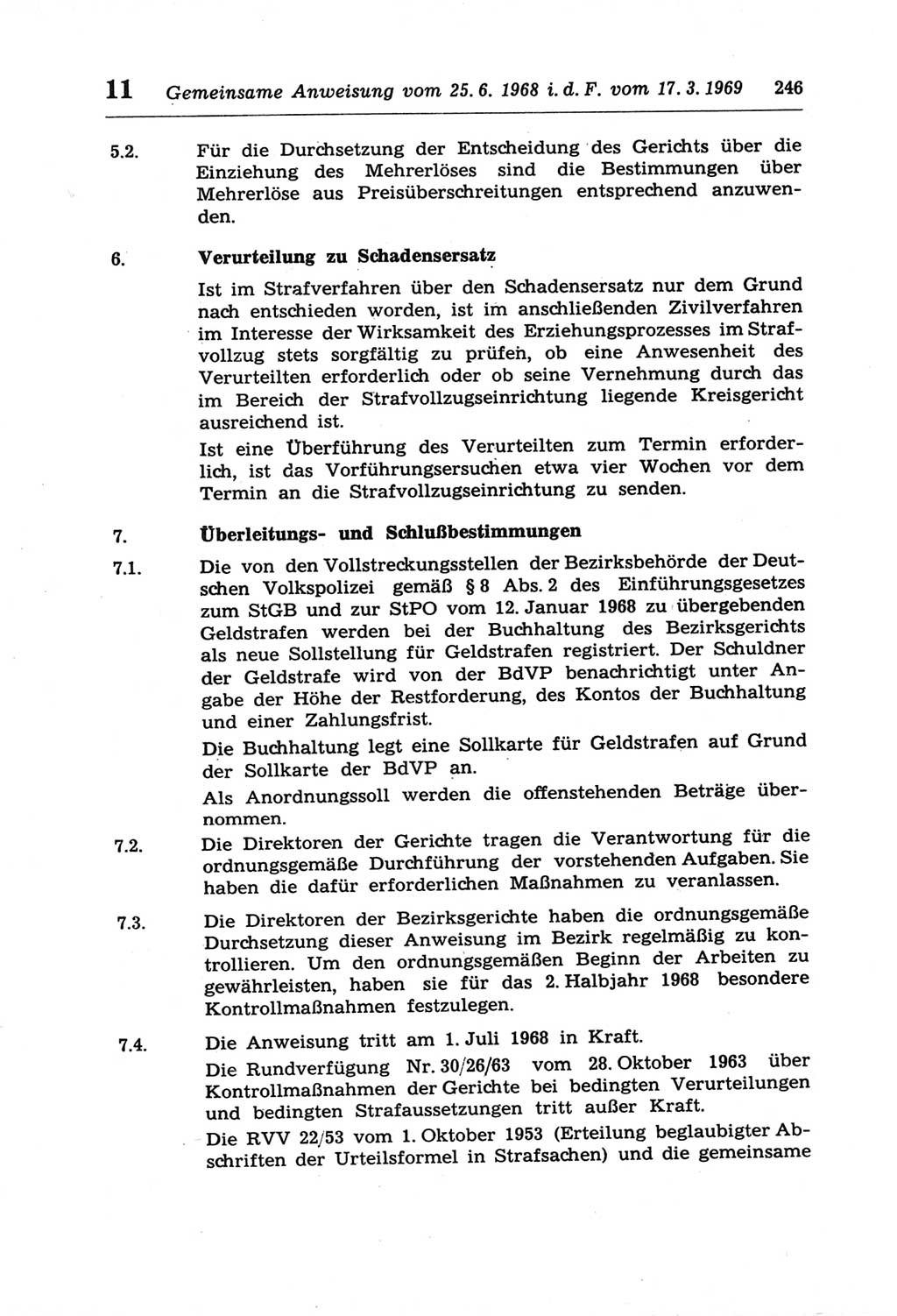 Strafprozeßordnung (StPO) der Deutschen Demokratischen Republik (DDR) und angrenzende Gesetze und Bestimmungen 1968, Seite 246 (StPO Ges. Bstgn. DDR 1968, S. 246)