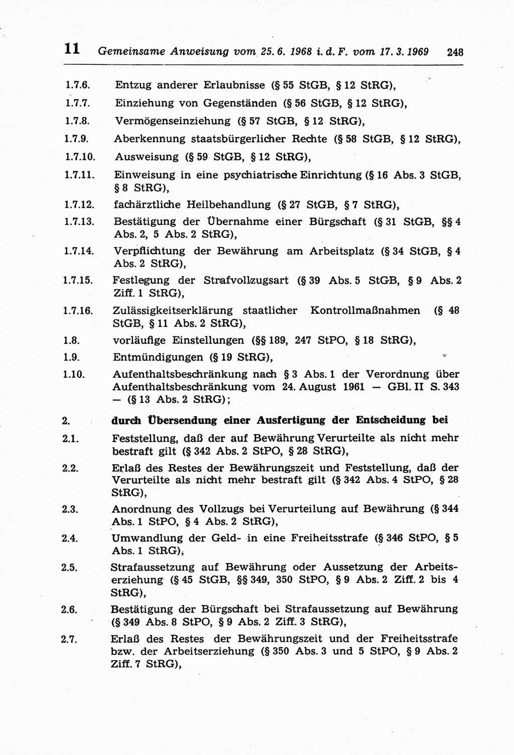 Strafprozeßordnung (StPO) der Deutschen Demokratischen Republik (DDR) und angrenzende Gesetze und Bestimmungen 1968, Seite 248 (StPO Ges. Bstgn. DDR 1968, S. 248)