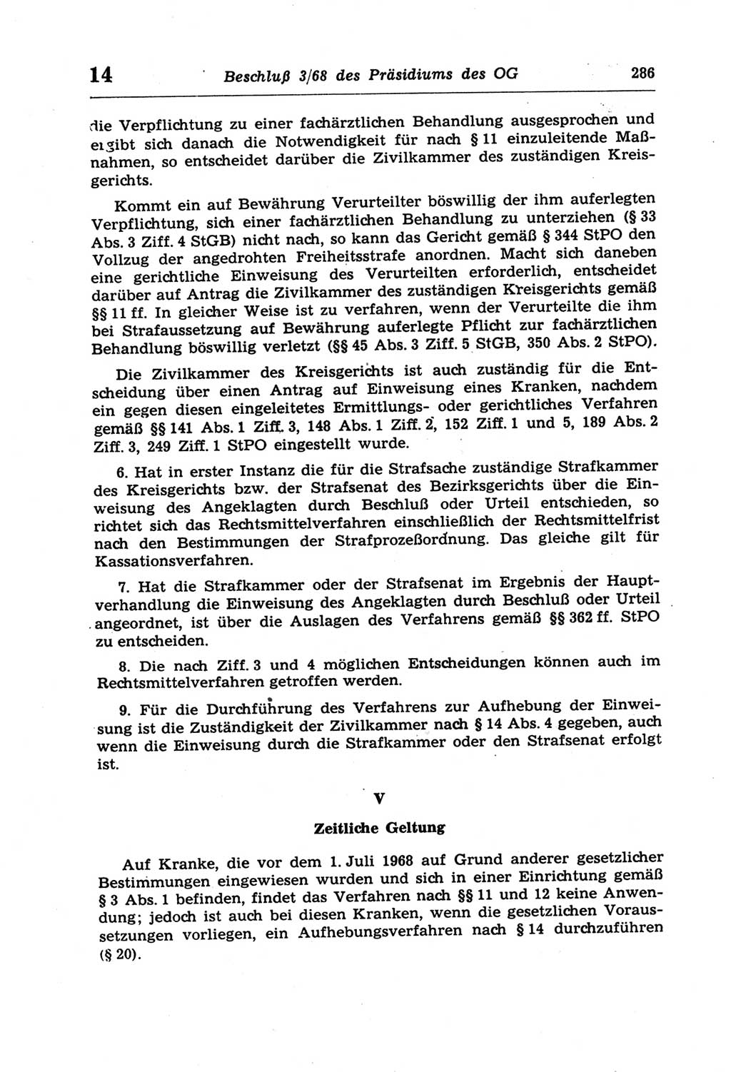 Strafprozeßordnung (StPO) der Deutschen Demokratischen Republik (DDR) und angrenzende Gesetze und Bestimmungen 1968, Seite 286 (StPO Ges. Bstgn. DDR 1968, S. 286)