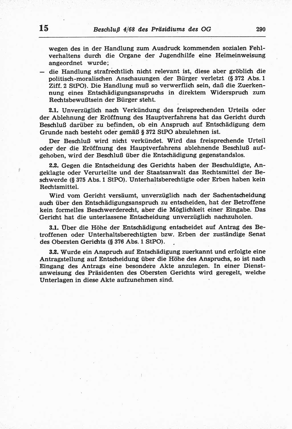 Strafprozeßordnung (StPO) der Deutschen Demokratischen Republik (DDR) und angrenzende Gesetze und Bestimmungen 1968, Seite 290 (StPO Ges. Bstgn. DDR 1968, S. 290)