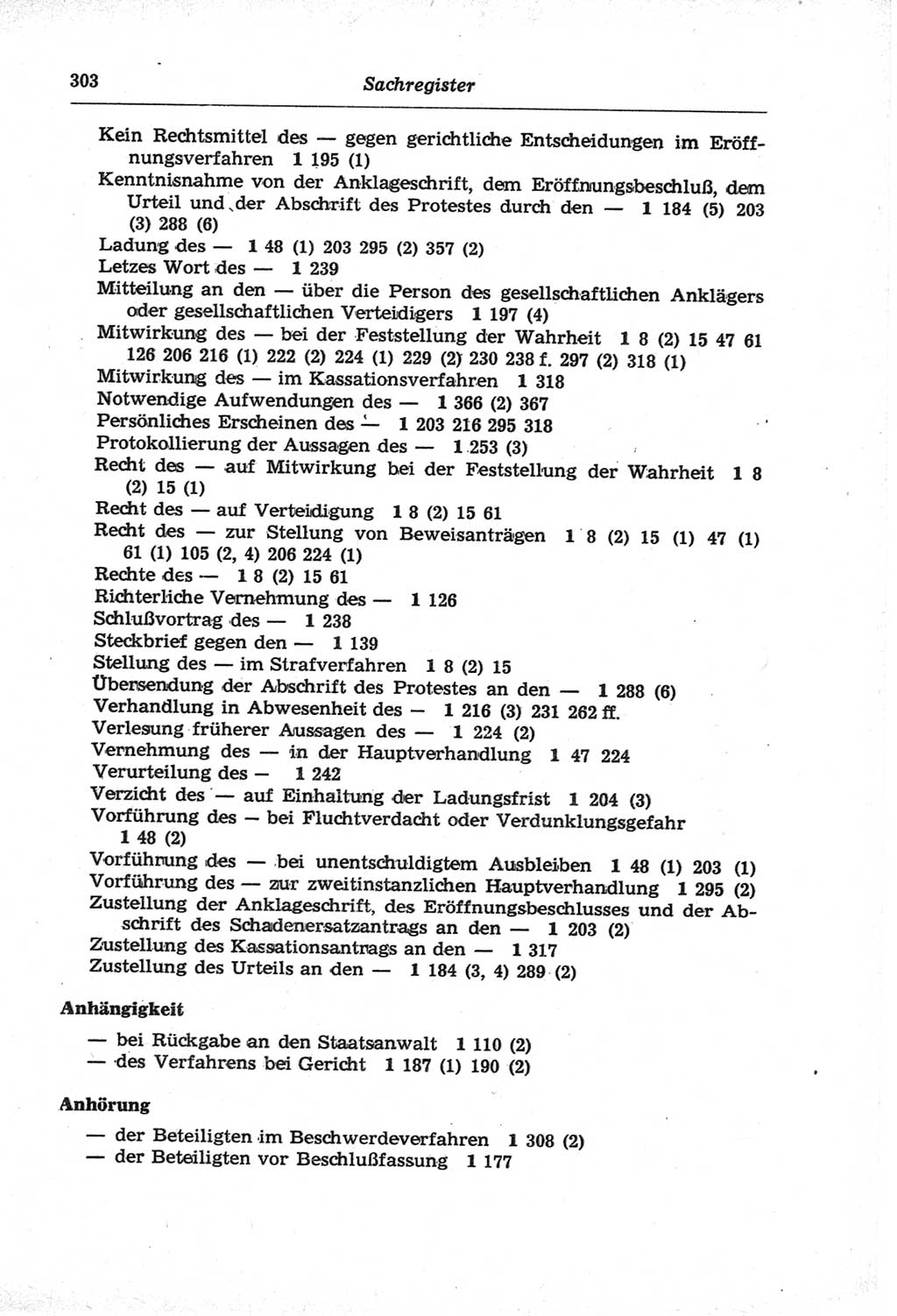 Strafprozeßordnung (StPO) der Deutschen Demokratischen Republik (DDR) und angrenzende Gesetze und Bestimmungen 1968, Seite 303 (StPO Ges. Bstgn. DDR 1968, S. 303)