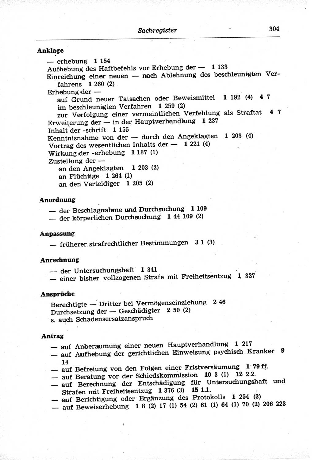 Strafprozeßordnung (StPO) der Deutschen Demokratischen Republik (DDR) und angrenzende Gesetze und Bestimmungen 1968, Seite 304 (StPO Ges. Bstgn. DDR 1968, S. 304)
