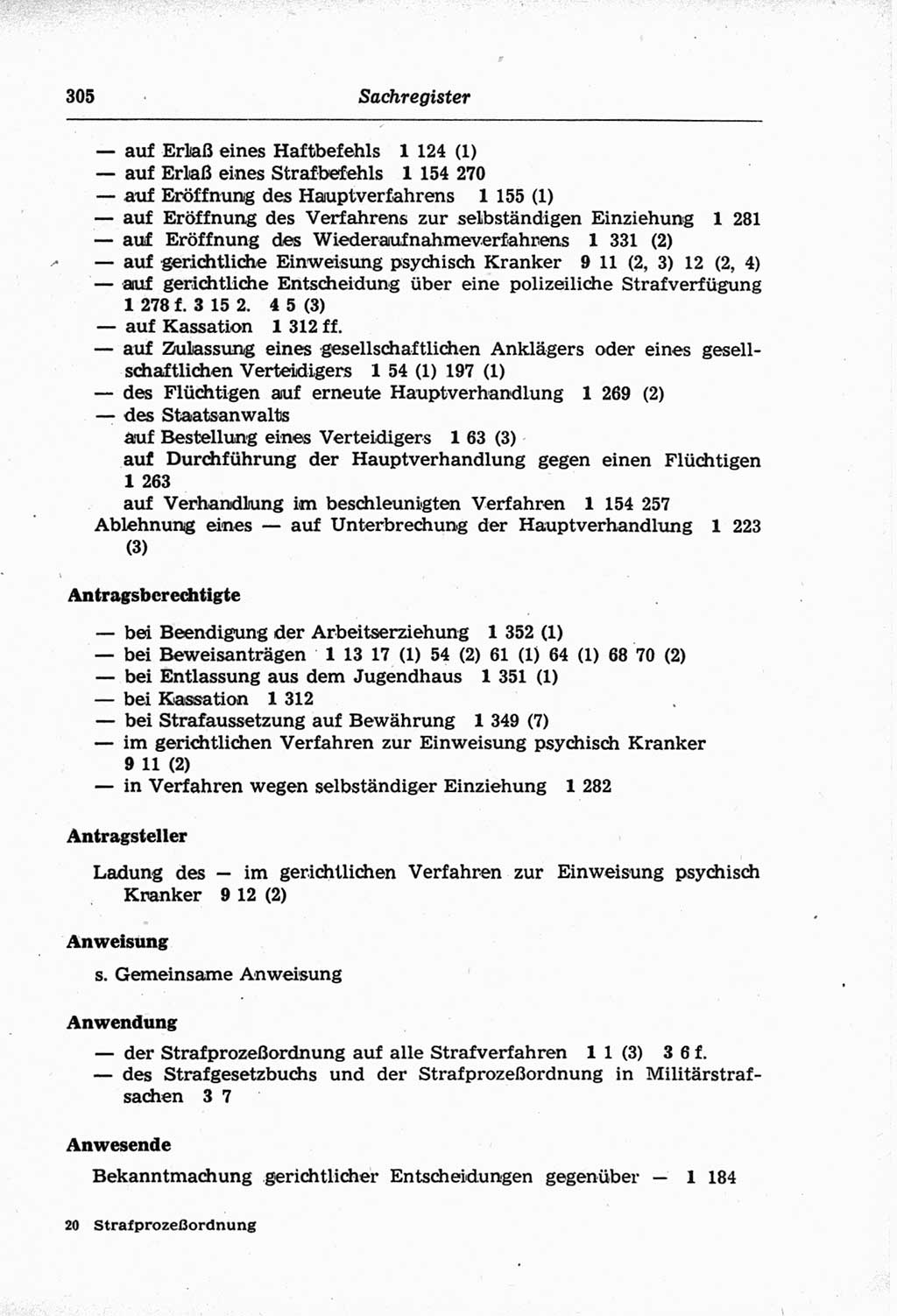 Strafprozeßordnung (StPO) der Deutschen Demokratischen Republik (DDR) und angrenzende Gesetze und Bestimmungen 1968, Seite 305 (StPO Ges. Bstgn. DDR 1968, S. 305)