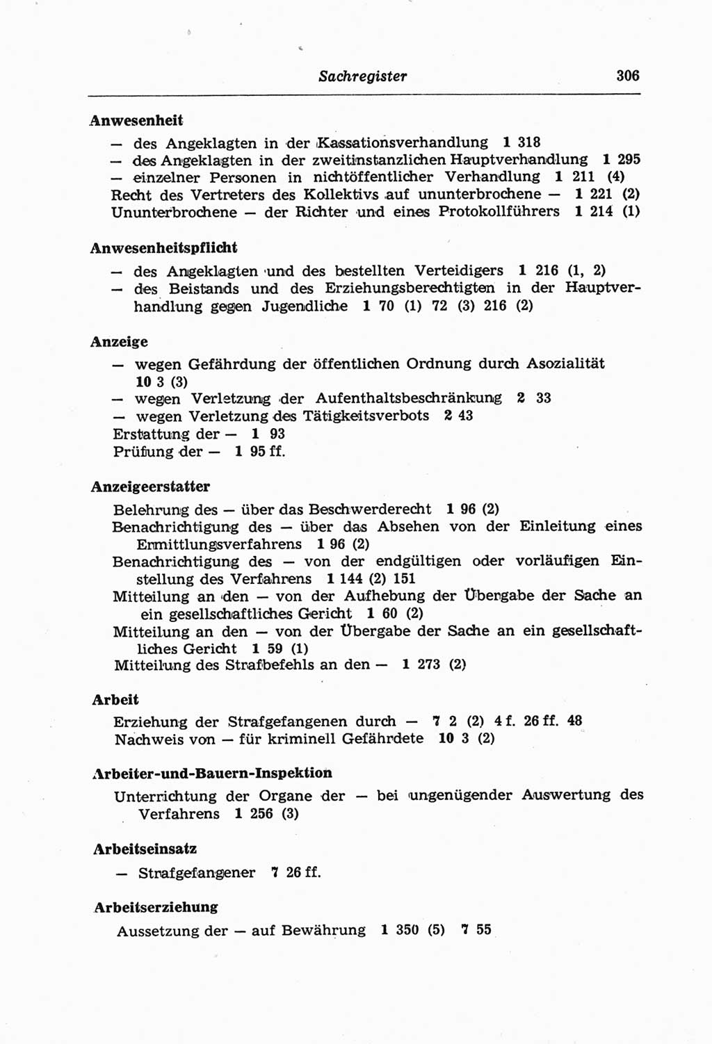 Strafprozeßordnung (StPO) der Deutschen Demokratischen Republik (DDR) und angrenzende Gesetze und Bestimmungen 1968, Seite 306 (StPO Ges. Bstgn. DDR 1968, S. 306)