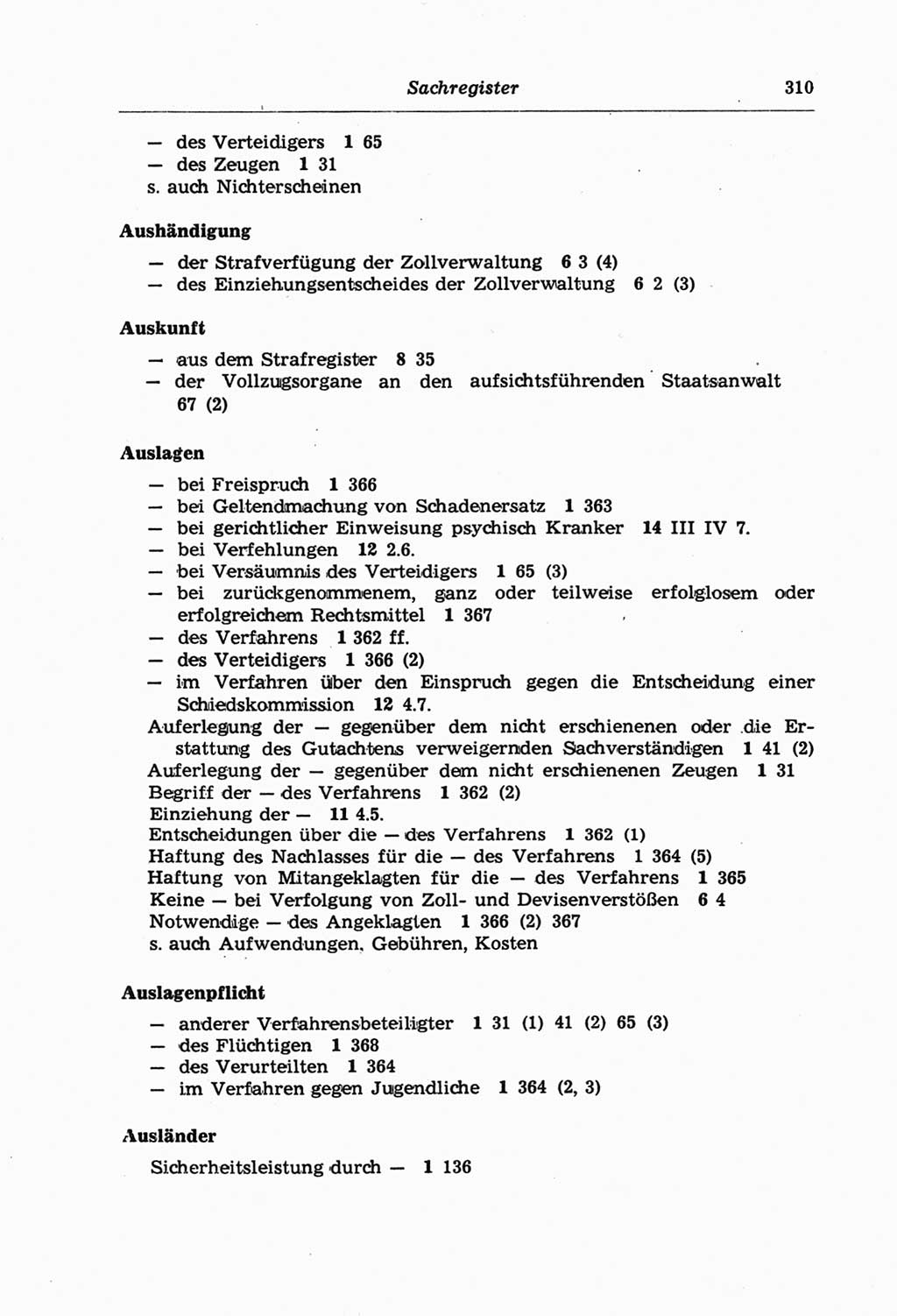 Strafprozeßordnung (StPO) der Deutschen Demokratischen Republik (DDR) und angrenzende Gesetze und Bestimmungen 1968, Seite 310 (StPO Ges. Bstgn. DDR 1968, S. 310)