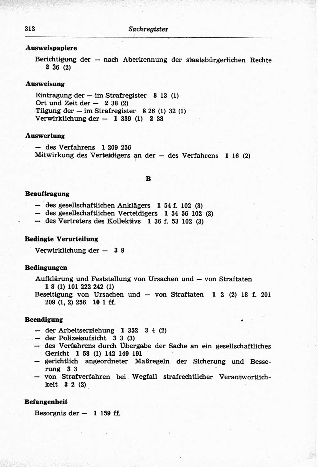 Strafprozeßordnung (StPO) der Deutschen Demokratischen Republik (DDR) und angrenzende Gesetze und Bestimmungen 1968, Seite 313 (StPO Ges. Bstgn. DDR 1968, S. 313)