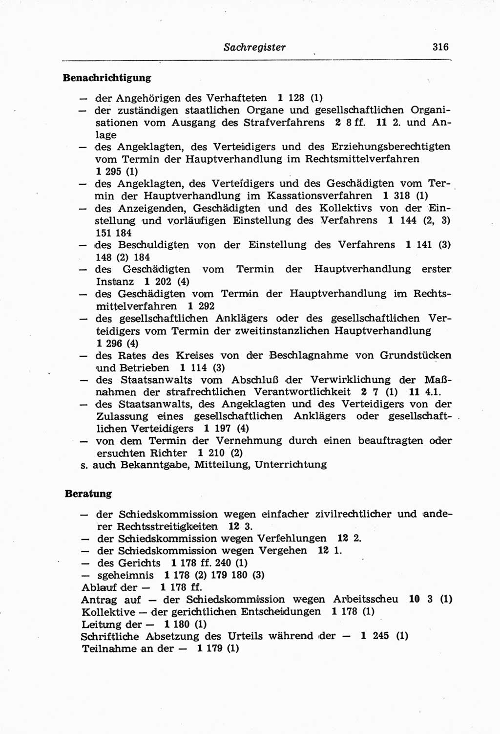 Strafprozeßordnung (StPO) der Deutschen Demokratischen Republik (DDR) und angrenzende Gesetze und Bestimmungen 1968, Seite 316 (StPO Ges. Bstgn. DDR 1968, S. 316)
