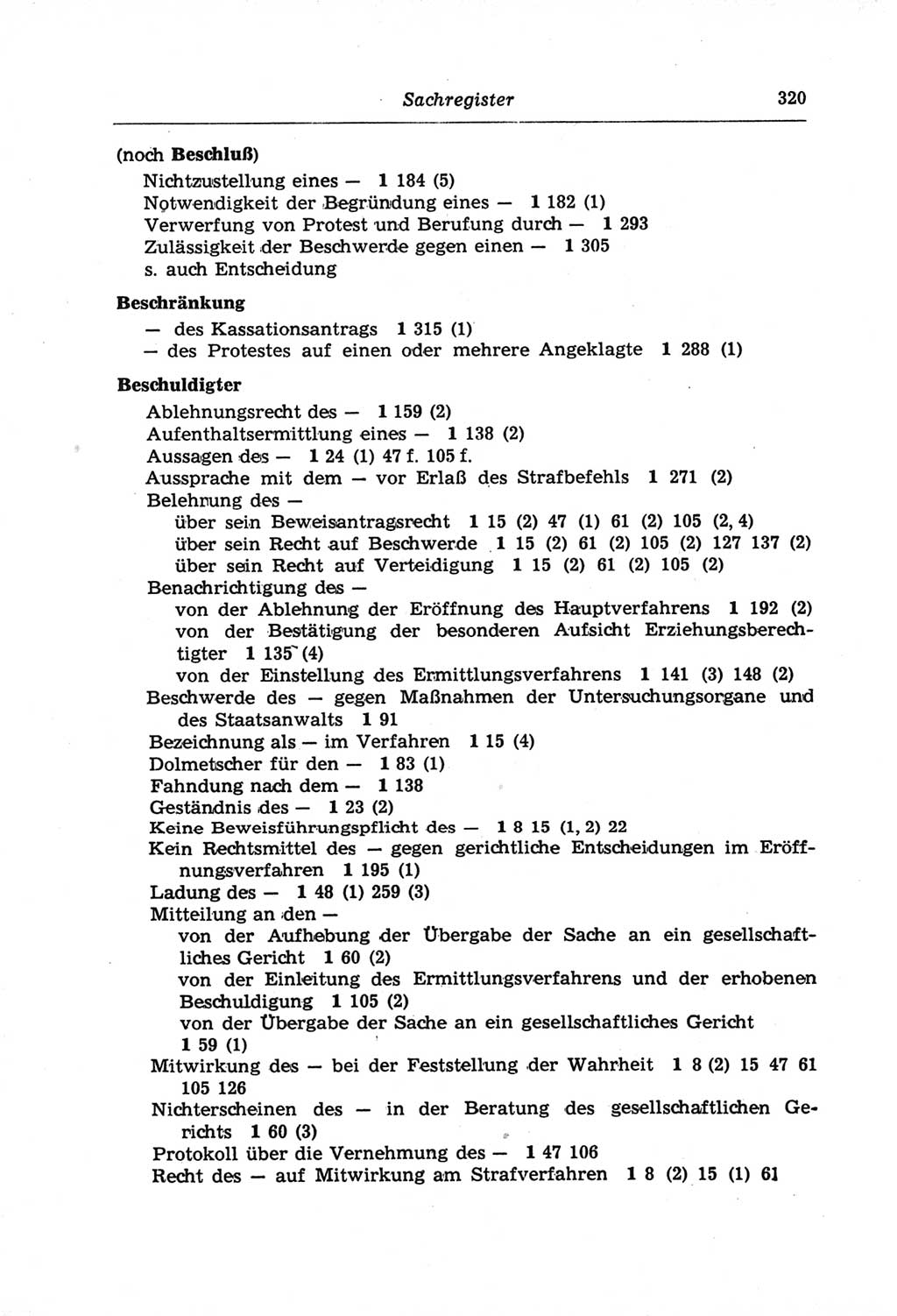 Strafprozeßordnung (StPO) der Deutschen Demokratischen Republik (DDR) und angrenzende Gesetze und Bestimmungen 1968, Seite 320 (StPO Ges. Bstgn. DDR 1968, S. 320)