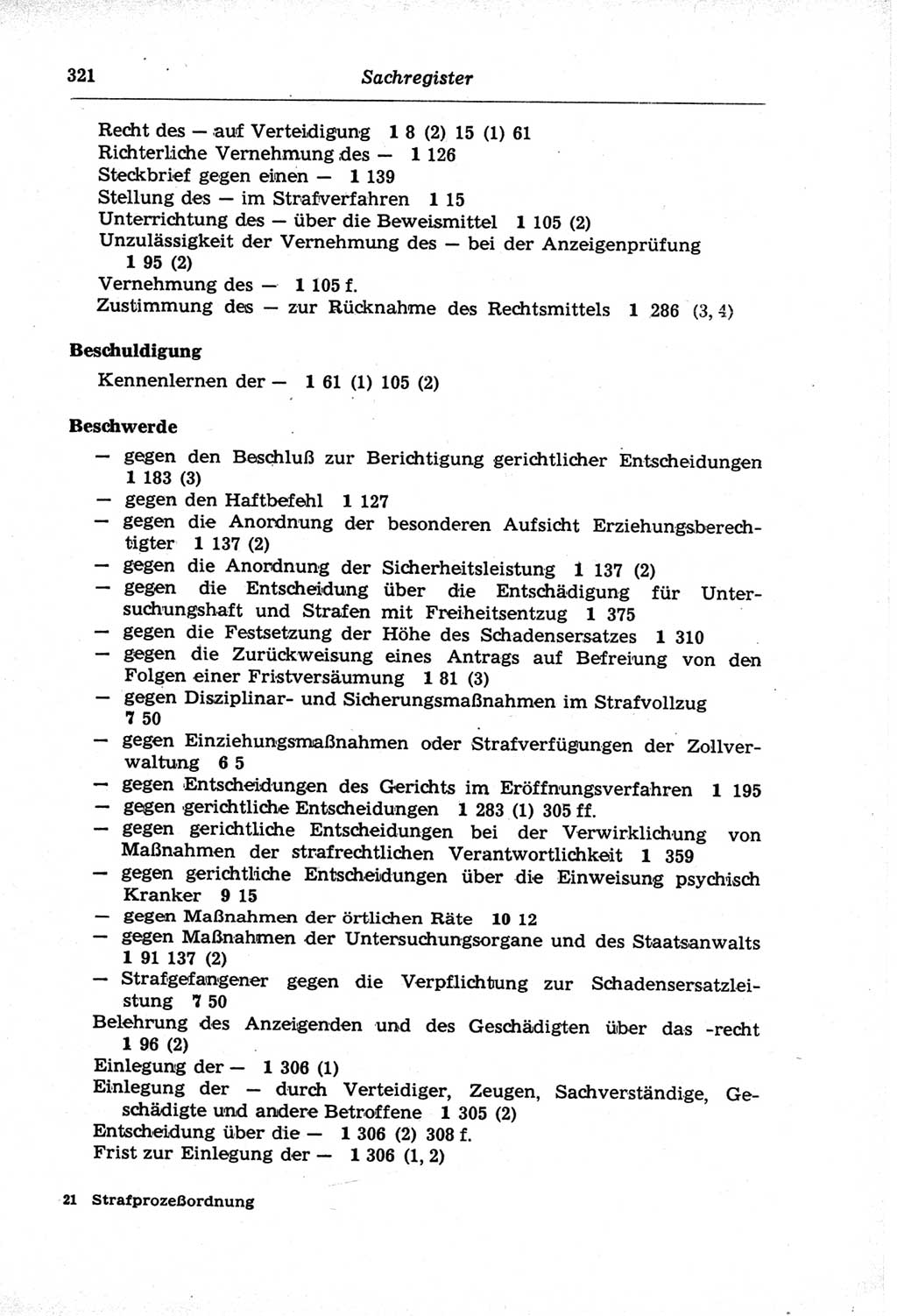 Strafprozeßordnung (StPO) der Deutschen Demokratischen Republik (DDR) und angrenzende Gesetze und Bestimmungen 1968, Seite 321 (StPO Ges. Bstgn. DDR 1968, S. 321)