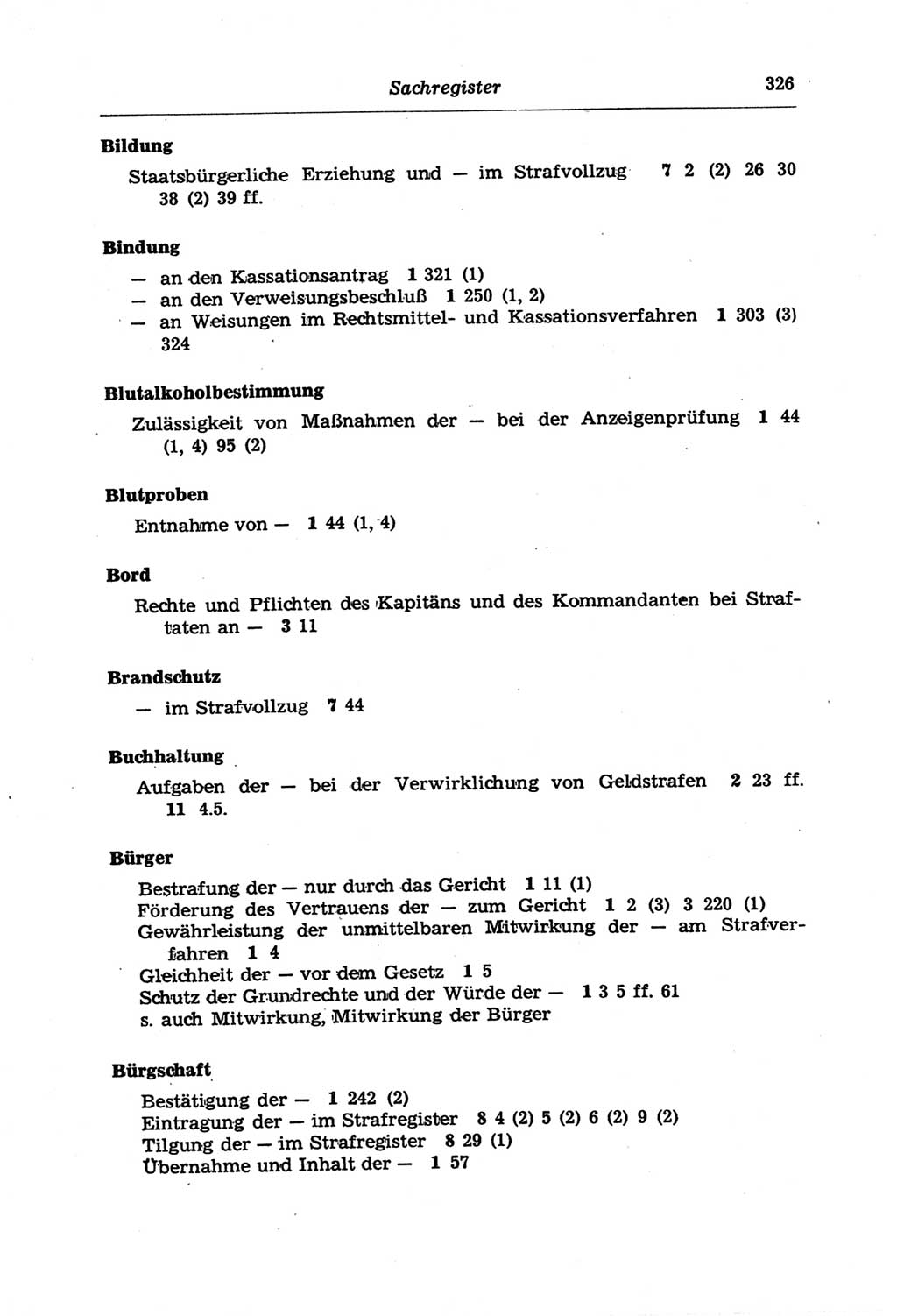 Strafprozeßordnung (StPO) der Deutschen Demokratischen Republik (DDR) und angrenzende Gesetze und Bestimmungen 1968, Seite 326 (StPO Ges. Bstgn. DDR 1968, S. 326)
