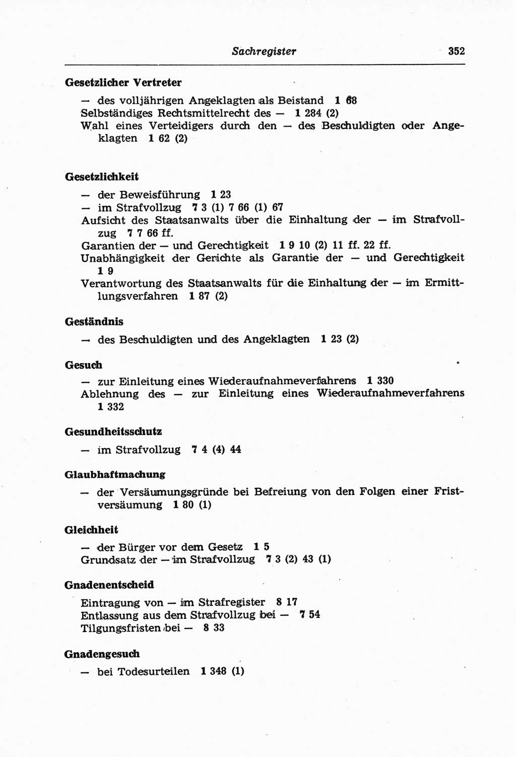 Strafprozeßordnung (StPO) der Deutschen Demokratischen Republik (DDR) und angrenzende Gesetze und Bestimmungen 1968, Seite 352 (StPO Ges. Bstgn. DDR 1968, S. 352)