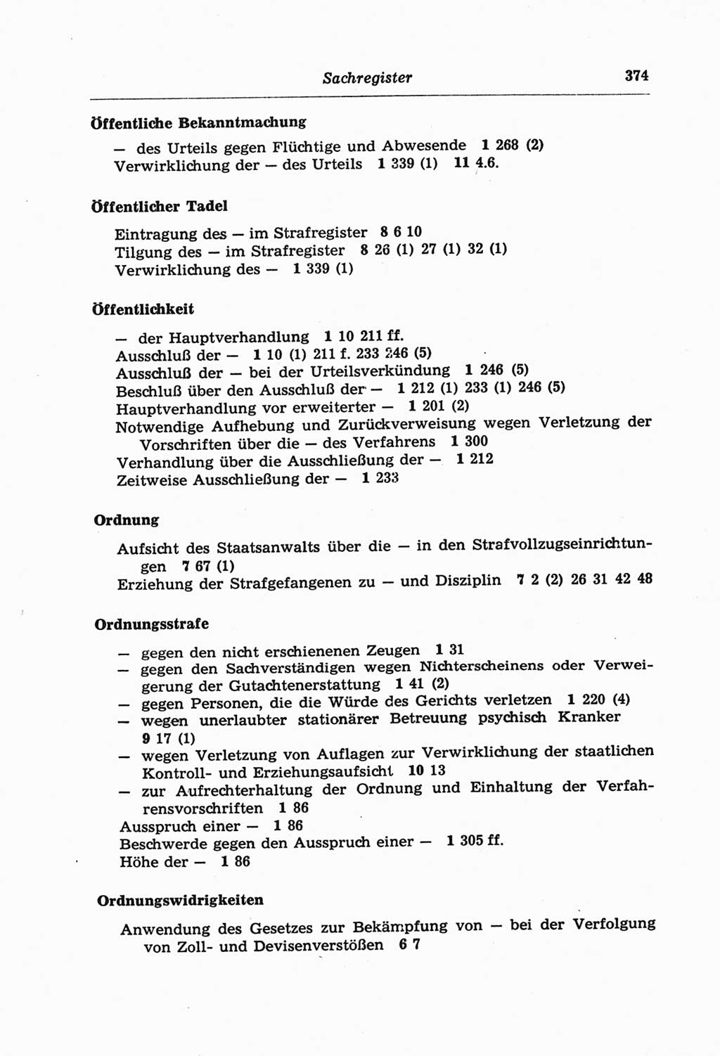 Strafprozeßordnung (StPO) der Deutschen Demokratischen Republik (DDR) und angrenzende Gesetze und Bestimmungen 1968, Seite 374 (StPO Ges. Bstgn. DDR 1968, S. 374)