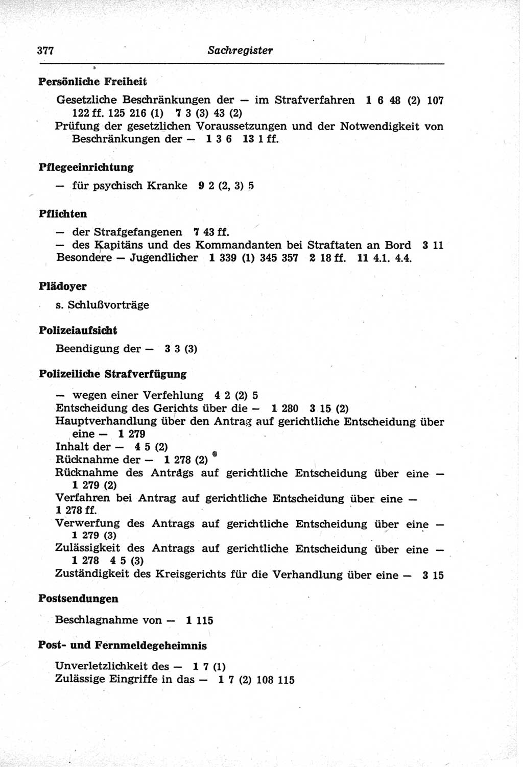 Strafprozeßordnung (StPO) der Deutschen Demokratischen Republik (DDR) und angrenzende Gesetze und Bestimmungen 1968, Seite 377 (StPO Ges. Bstgn. DDR 1968, S. 377)