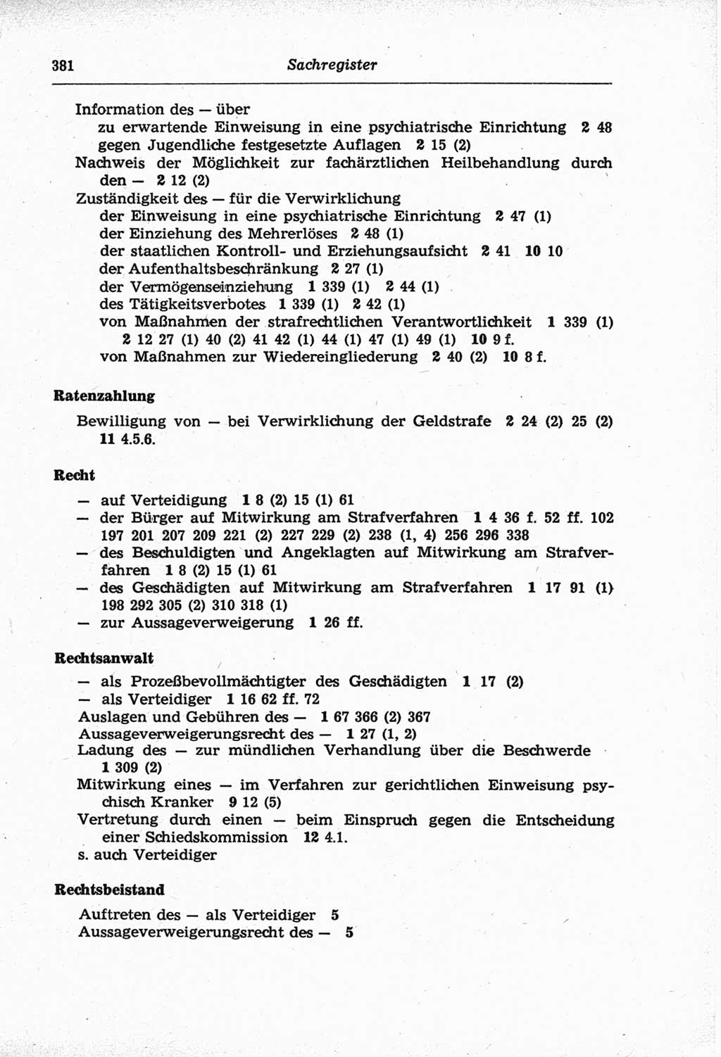 Strafprozeßordnung (StPO) der Deutschen Demokratischen Republik (DDR) und angrenzende Gesetze und Bestimmungen 1968, Seite 381 (StPO Ges. Bstgn. DDR 1968, S. 381)