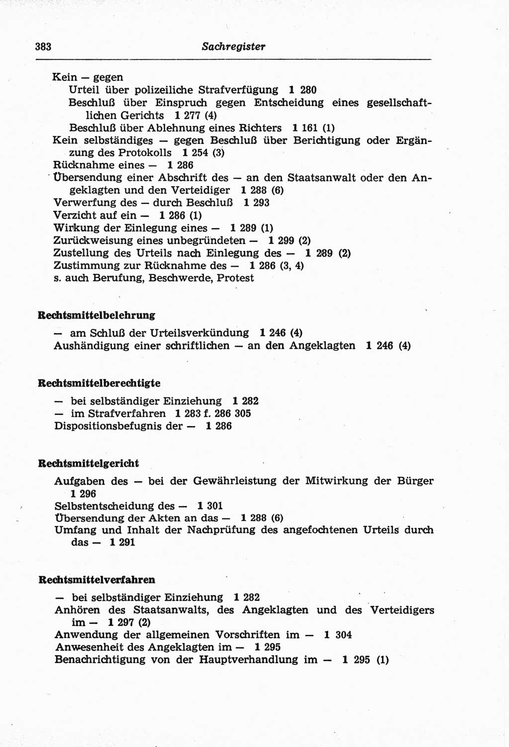 Strafprozeßordnung (StPO) der Deutschen Demokratischen Republik (DDR) und angrenzende Gesetze und Bestimmungen 1968, Seite 383 (StPO Ges. Bstgn. DDR 1968, S. 383)