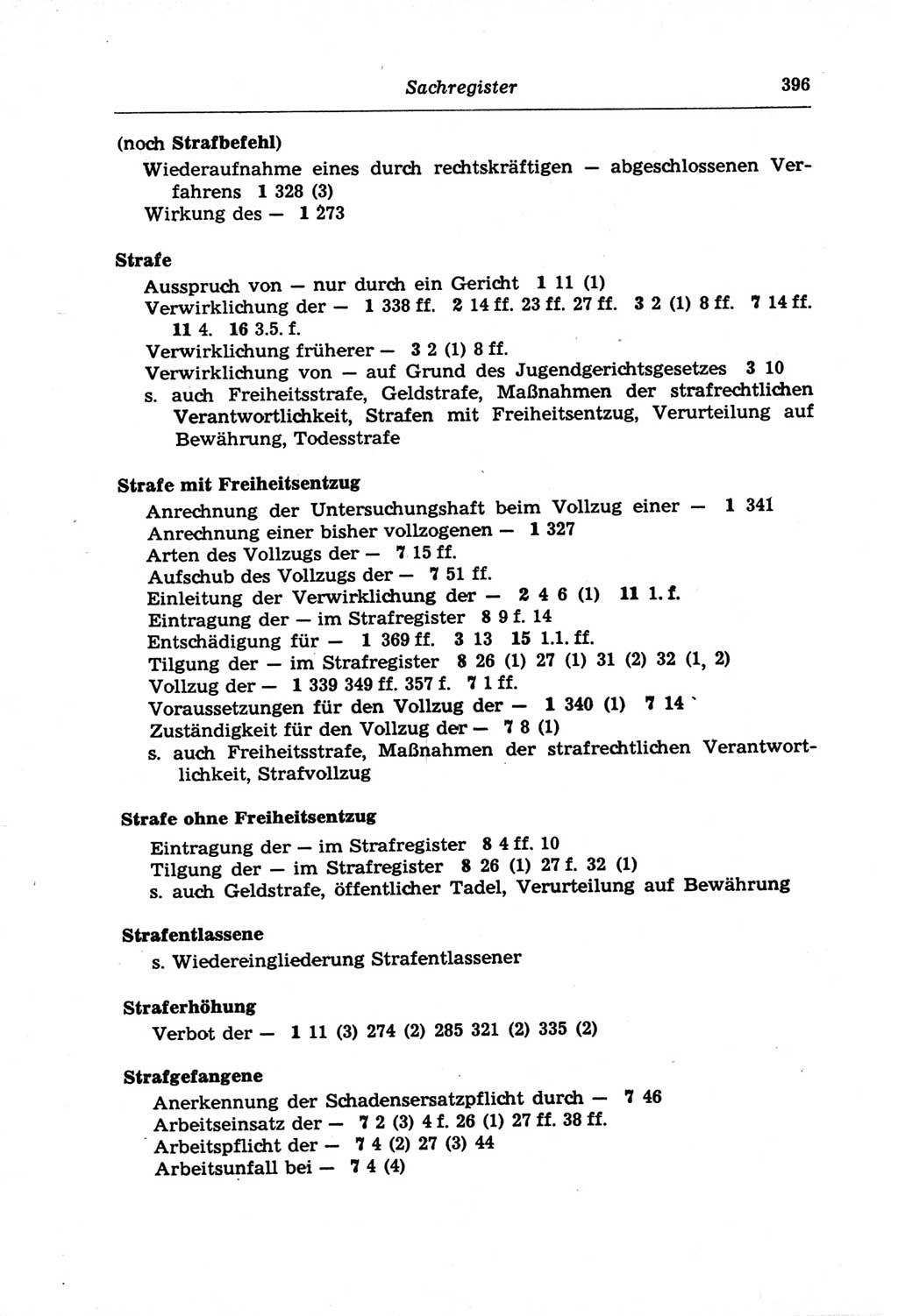 Strafprozeßordnung (StPO) der Deutschen Demokratischen Republik (DDR) und angrenzende Gesetze und Bestimmungen 1968, Seite 396 (StPO Ges. Bstgn. DDR 1968, S. 396)