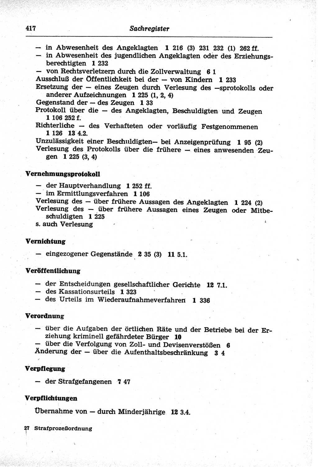 Strafprozeßordnung (StPO) der Deutschen Demokratischen Republik (DDR) und angrenzende Gesetze und Bestimmungen 1968, Seite 417 (StPO Ges. Bstgn. DDR 1968, S. 417)