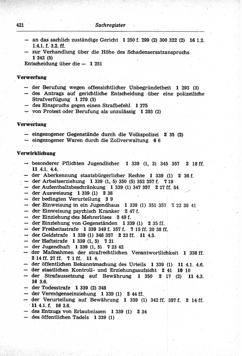 Strafprozeßordnung (StPO) der Deutschen Demokratischen Republik (DDR) und angrenzende Gesetze und Bestimmungen 1968, Seite 421 (StPO Ges. Bstgn. DDR 1968, S. 421)