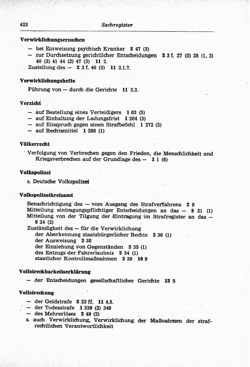 Strafprozeßordnung (StPO) der Deutschen Demokratischen Republik (DDR) und angrenzende Gesetze und Bestimmungen 1968, Seite 423 (StPO Ges. Bstgn. DDR 1968, S. 423)