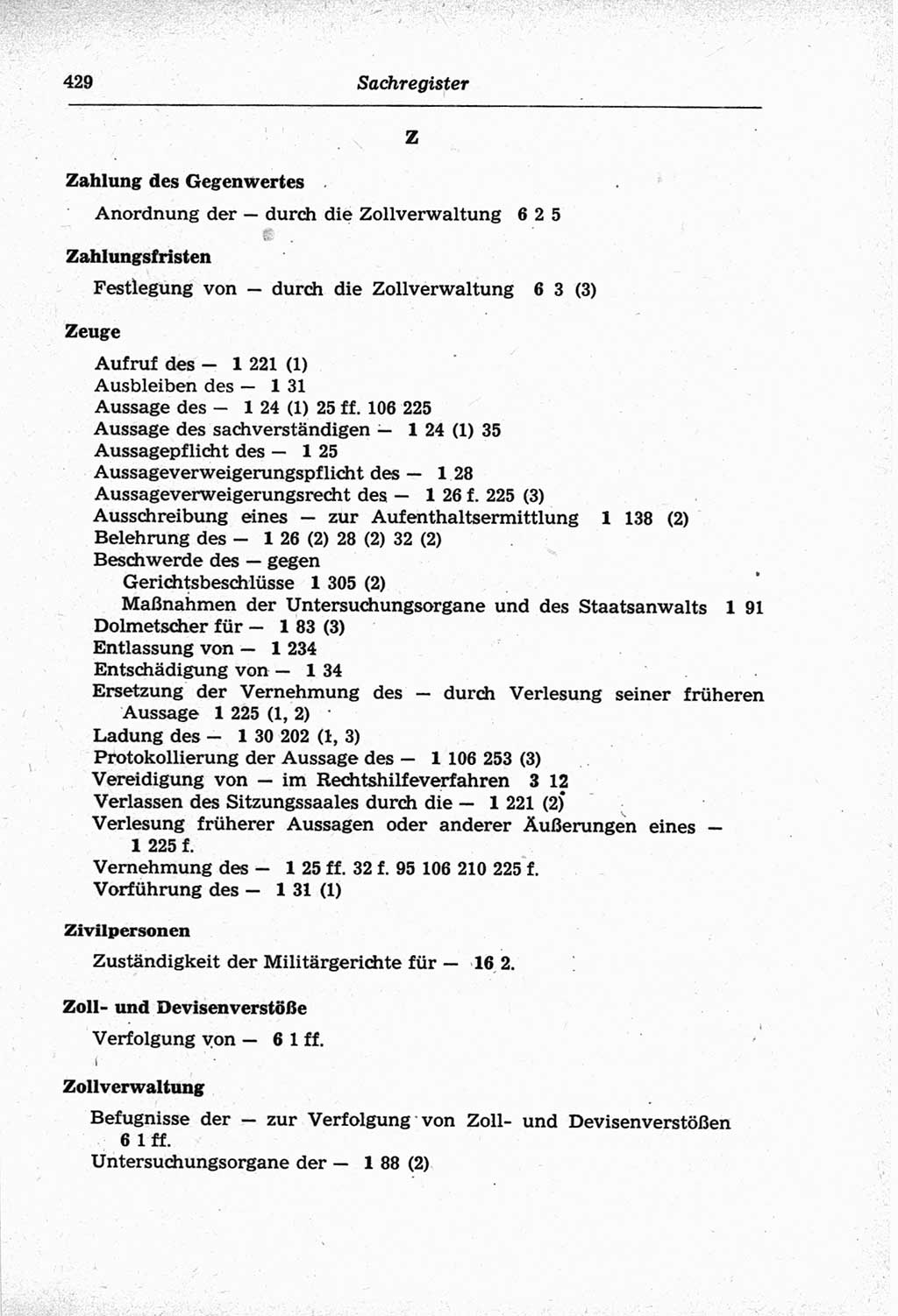 Strafprozeßordnung (StPO) der Deutschen Demokratischen Republik (DDR) und angrenzende Gesetze und Bestimmungen 1968, Seite 429 (StPO Ges. Bstgn. DDR 1968, S. 429)