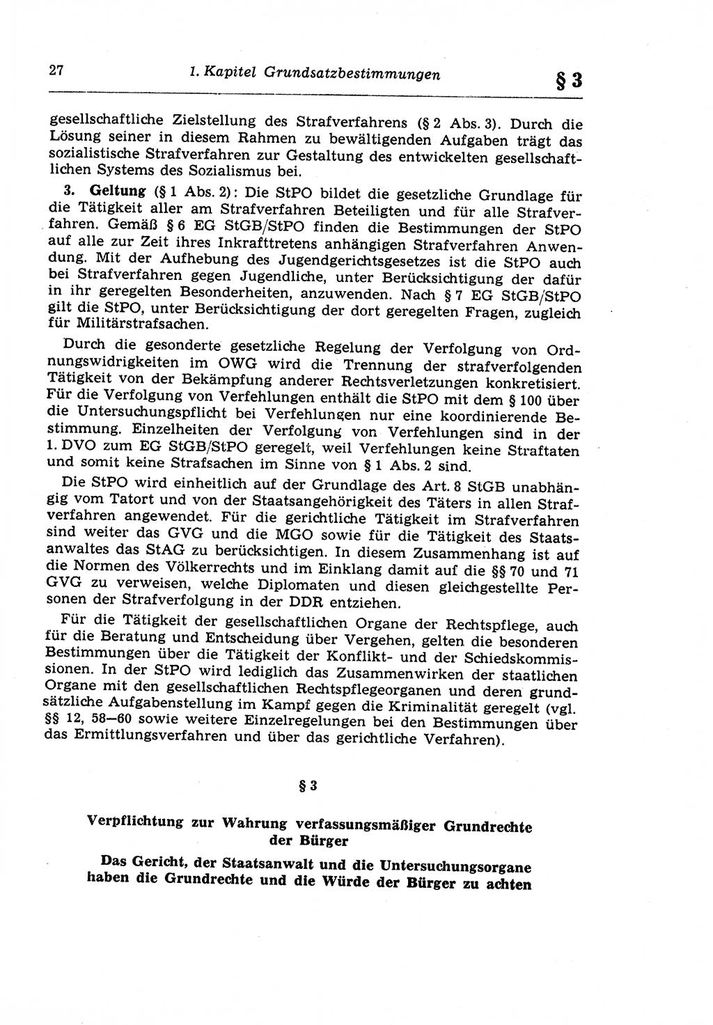 Strafprozeßrecht der DDR (Deutsche Demokratische Republik), Lehrkommentar zur Strafprozeßordnung (StPO) 1968, Seite 27 (Strafprozeßr. DDR Lehrkomm. StPO 19688, S. 27)