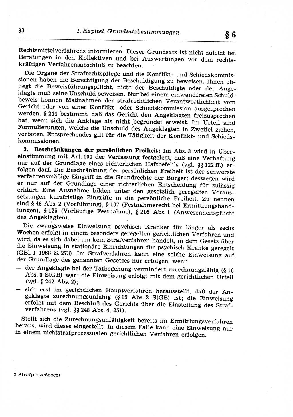 Strafprozeßrecht der DDR (Deutsche Demokratische Republik), Lehrkommentar zur Strafprozeßordnung (StPO) 1968, Seite 33 (Strafprozeßr. DDR Lehrkomm. StPO 19688, S. 33)