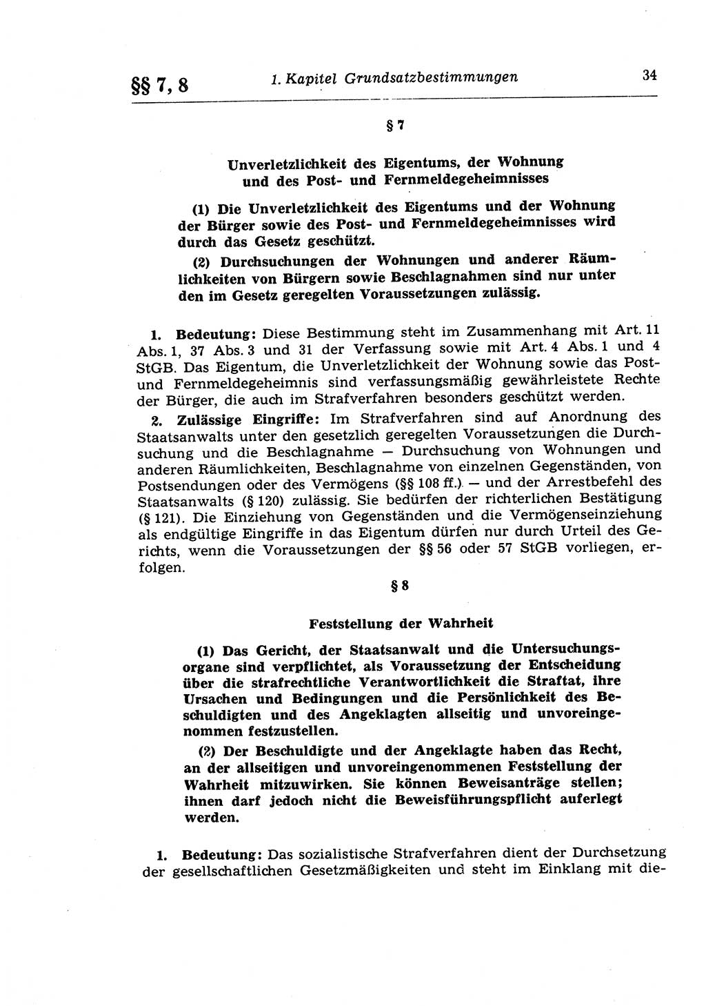 Strafprozeßrecht der DDR (Deutsche Demokratische Republik), Lehrkommentar zur Strafprozeßordnung (StPO) 1968, Seite 34 (Strafprozeßr. DDR Lehrkomm. StPO 19688, S. 34)