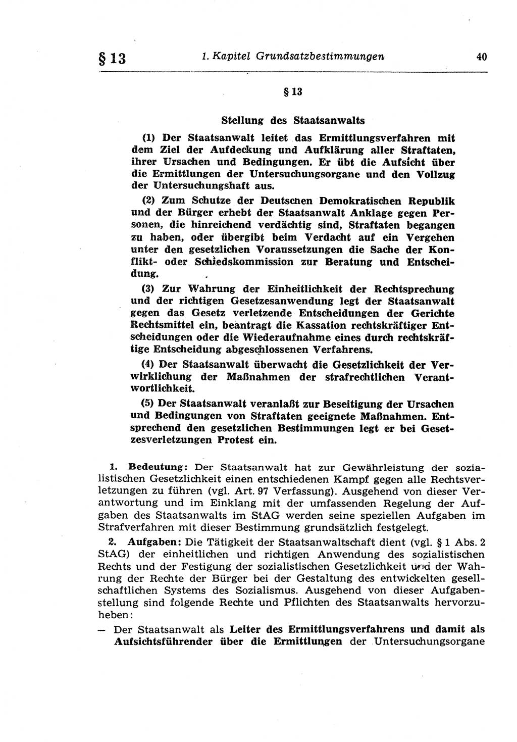 Strafprozeßrecht der DDR (Deutsche Demokratische Republik), Lehrkommentar zur Strafprozeßordnung (StPO) 1968, Seite 40 (Strafprozeßr. DDR Lehrkomm. StPO 19688, S. 40)