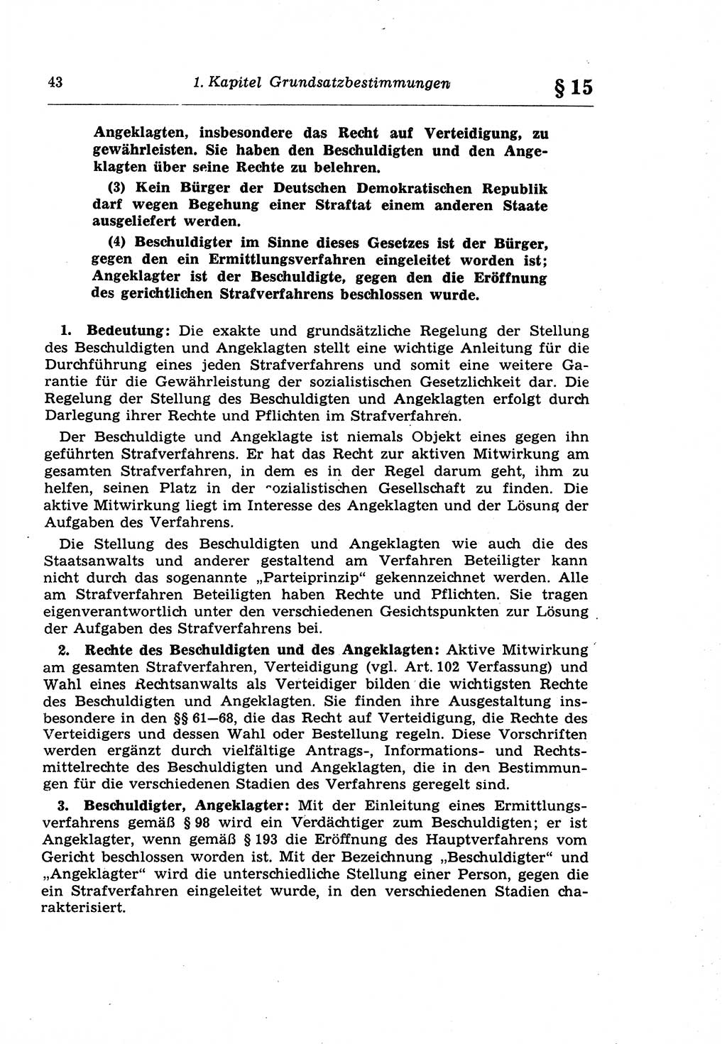 Strafprozeßrecht der DDR (Deutsche Demokratische Republik), Lehrkommentar zur Strafprozeßordnung (StPO) 1968, Seite 43 (Strafprozeßr. DDR Lehrkomm. StPO 19688, S. 43)