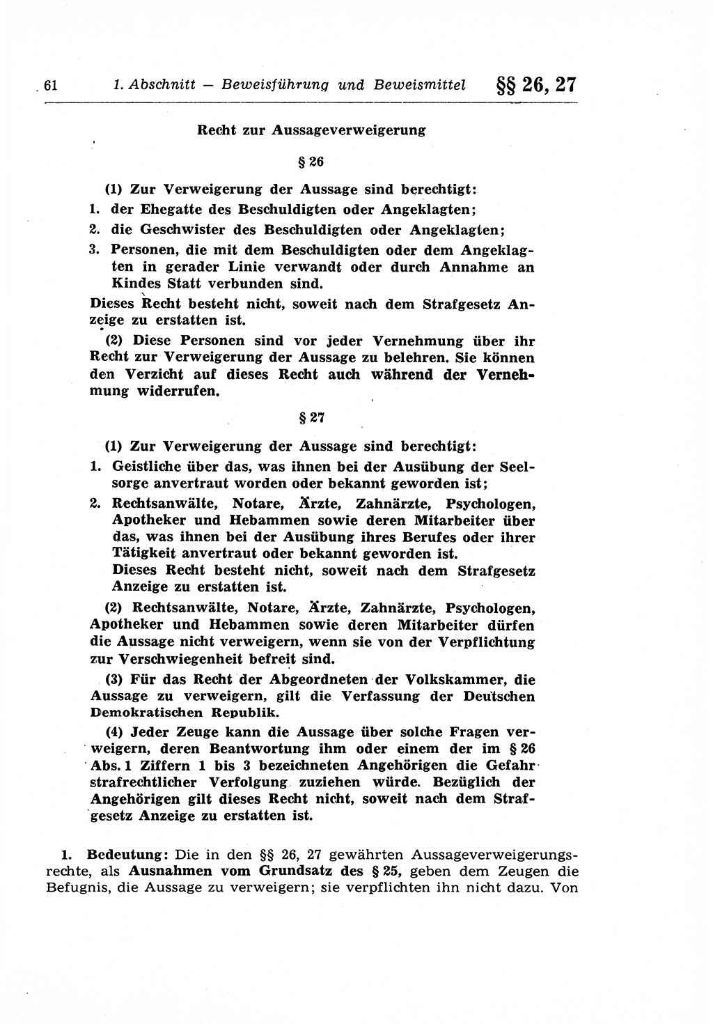 Strafprozeßrecht der DDR (Deutsche Demokratische Republik), Lehrkommentar zur Strafprozeßordnung (StPO) 1968, Seite 61 (Strafprozeßr. DDR Lehrkomm. StPO 19688, S. 61)