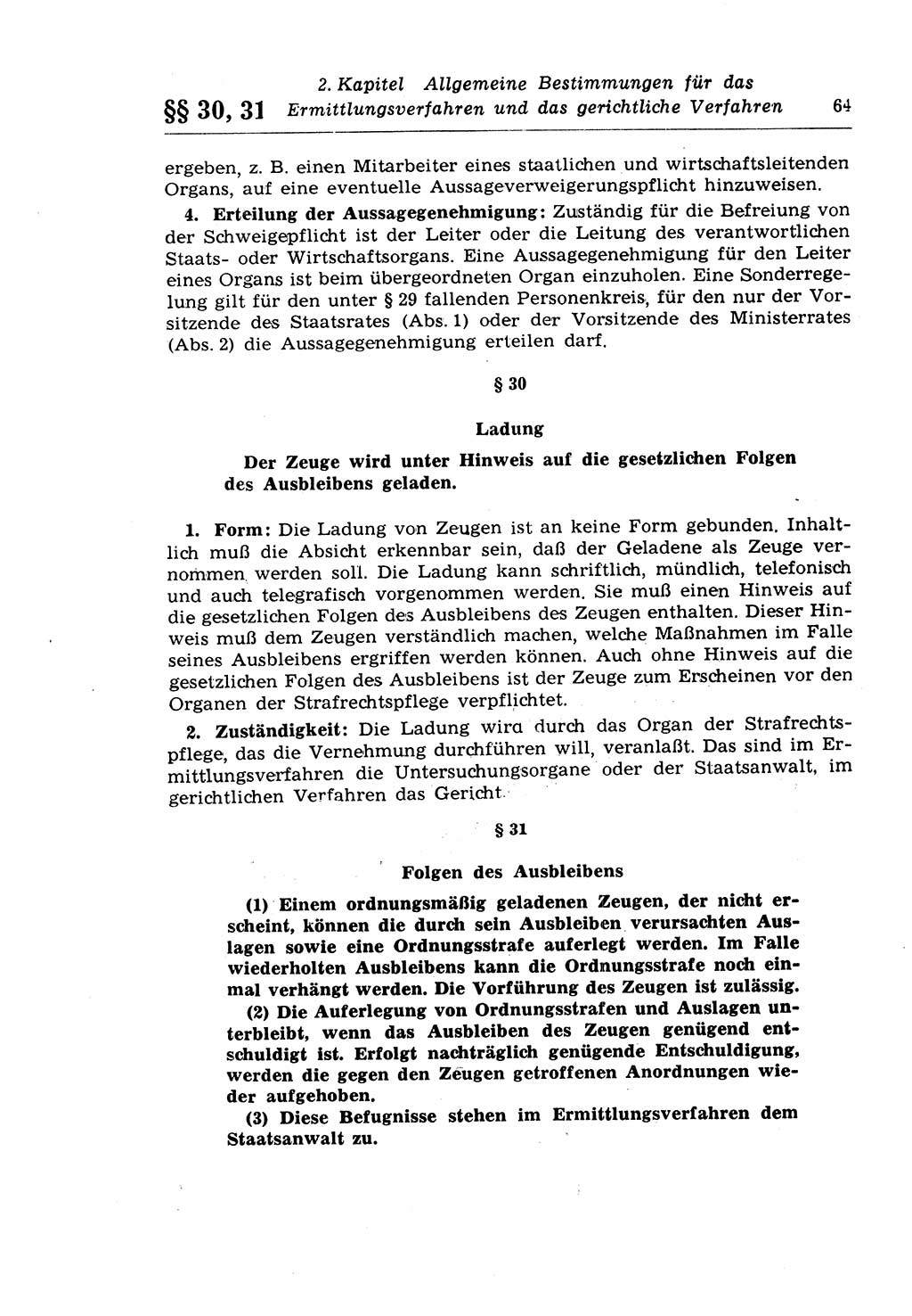 Strafprozeßrecht der DDR (Deutsche Demokratische Republik), Lehrkommentar zur Strafprozeßordnung (StPO) 1968, Seite 64 (Strafprozeßr. DDR Lehrkomm. StPO 19688, S. 64)