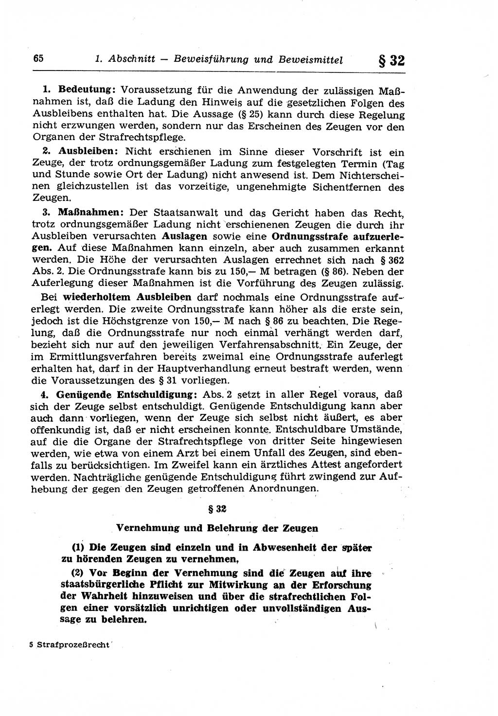 Strafprozeßrecht der DDR (Deutsche Demokratische Republik), Lehrkommentar zur Strafprozeßordnung (StPO) 1968, Seite 65 (Strafprozeßr. DDR Lehrkomm. StPO 19688, S. 65)