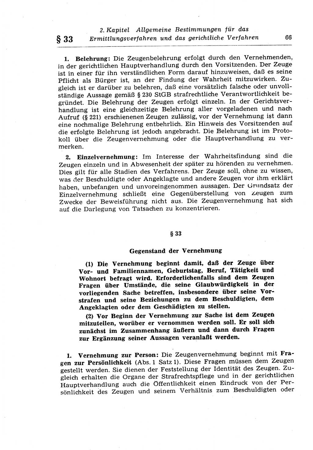 Strafprozeßrecht der DDR (Deutsche Demokratische Republik), Lehrkommentar zur Strafprozeßordnung (StPO) 1968, Seite 66 (Strafprozeßr. DDR Lehrkomm. StPO 19688, S. 66)