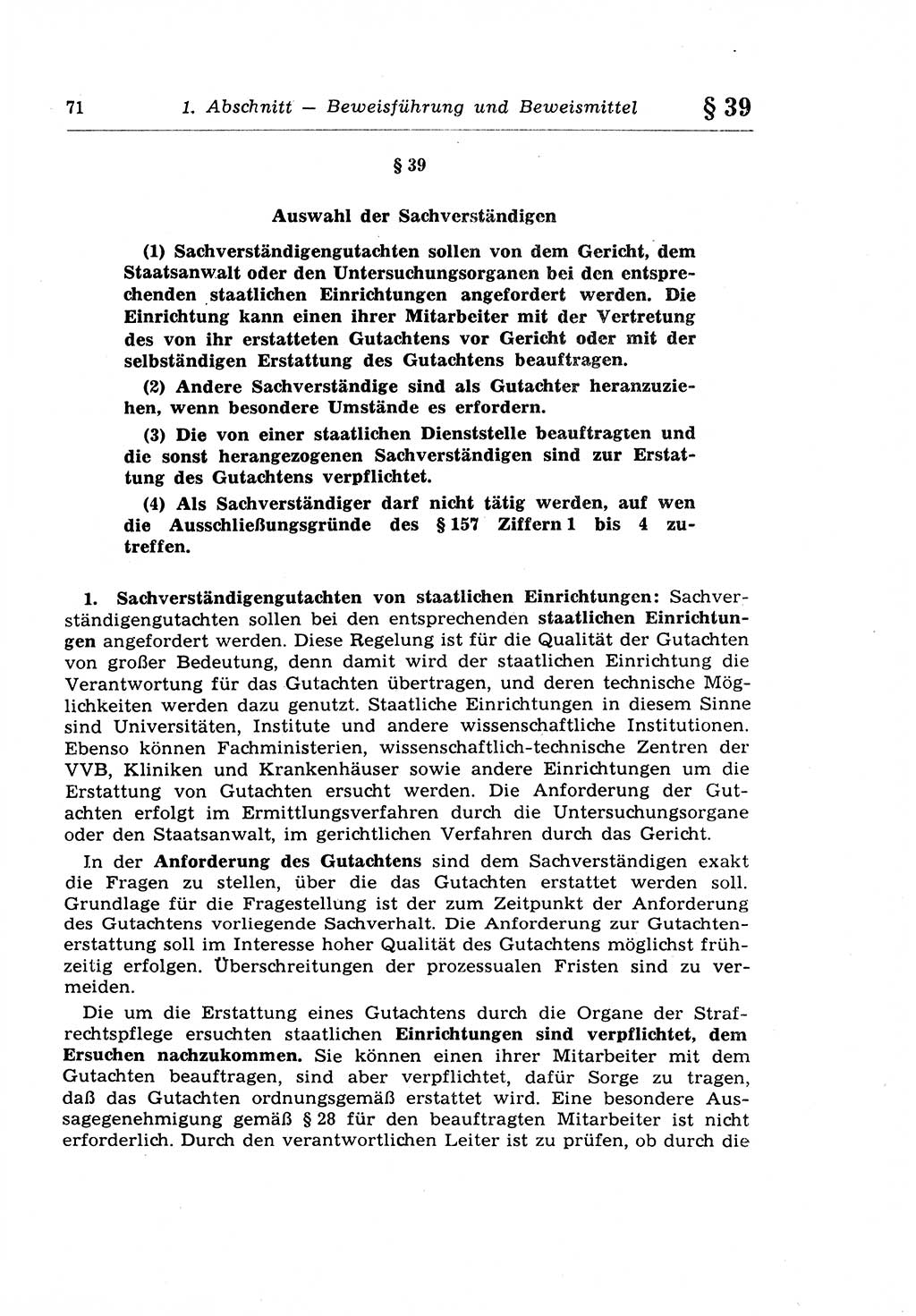 Strafprozeßrecht der DDR (Deutsche Demokratische Republik), Lehrkommentar zur Strafprozeßordnung (StPO) 1968, Seite 71 (Strafprozeßr. DDR Lehrkomm. StPO 19688, S. 71)