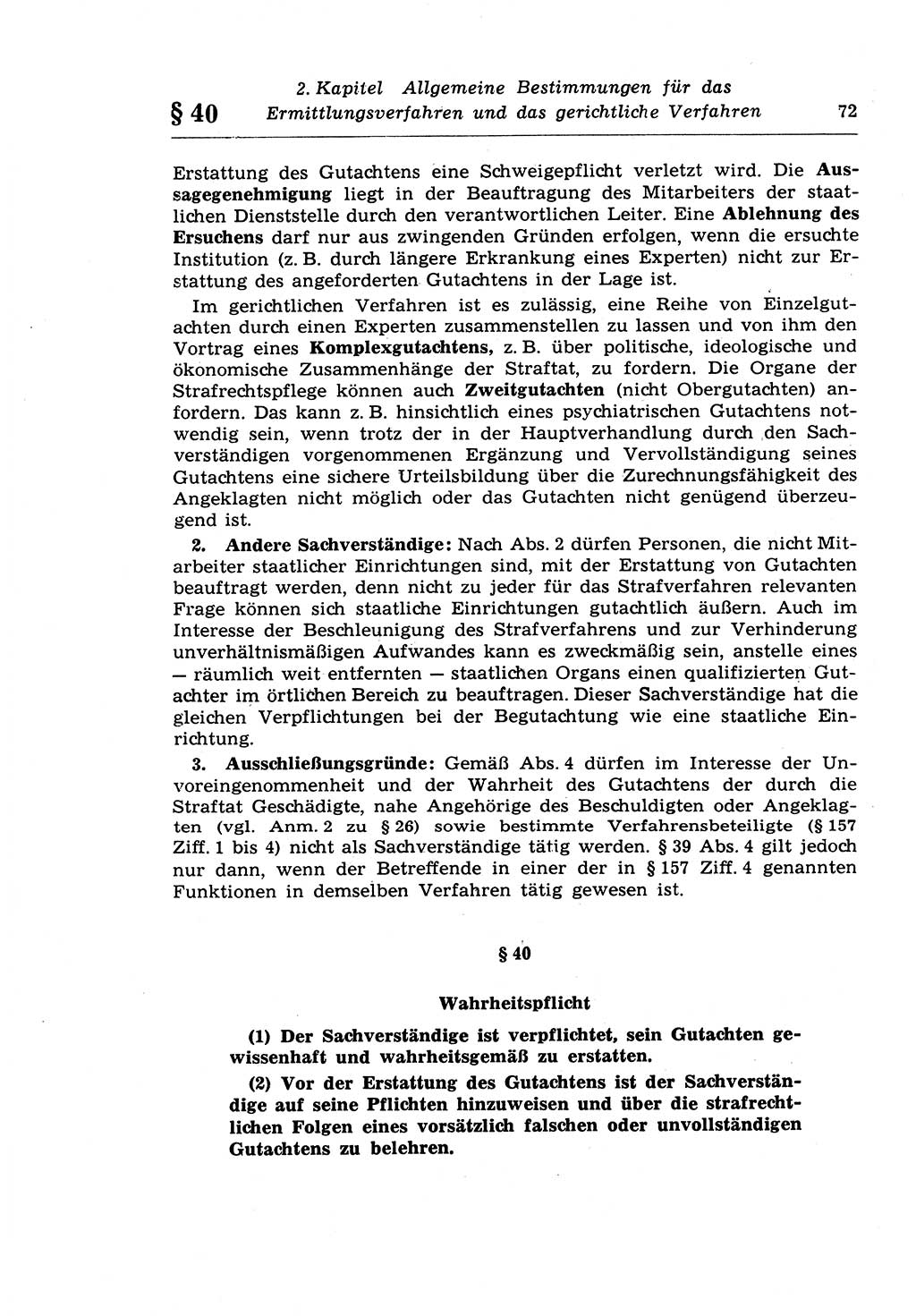 Strafprozeßrecht der DDR (Deutsche Demokratische Republik), Lehrkommentar zur Strafprozeßordnung (StPO) 1968, Seite 72 (Strafprozeßr. DDR Lehrkomm. StPO 19688, S. 72)