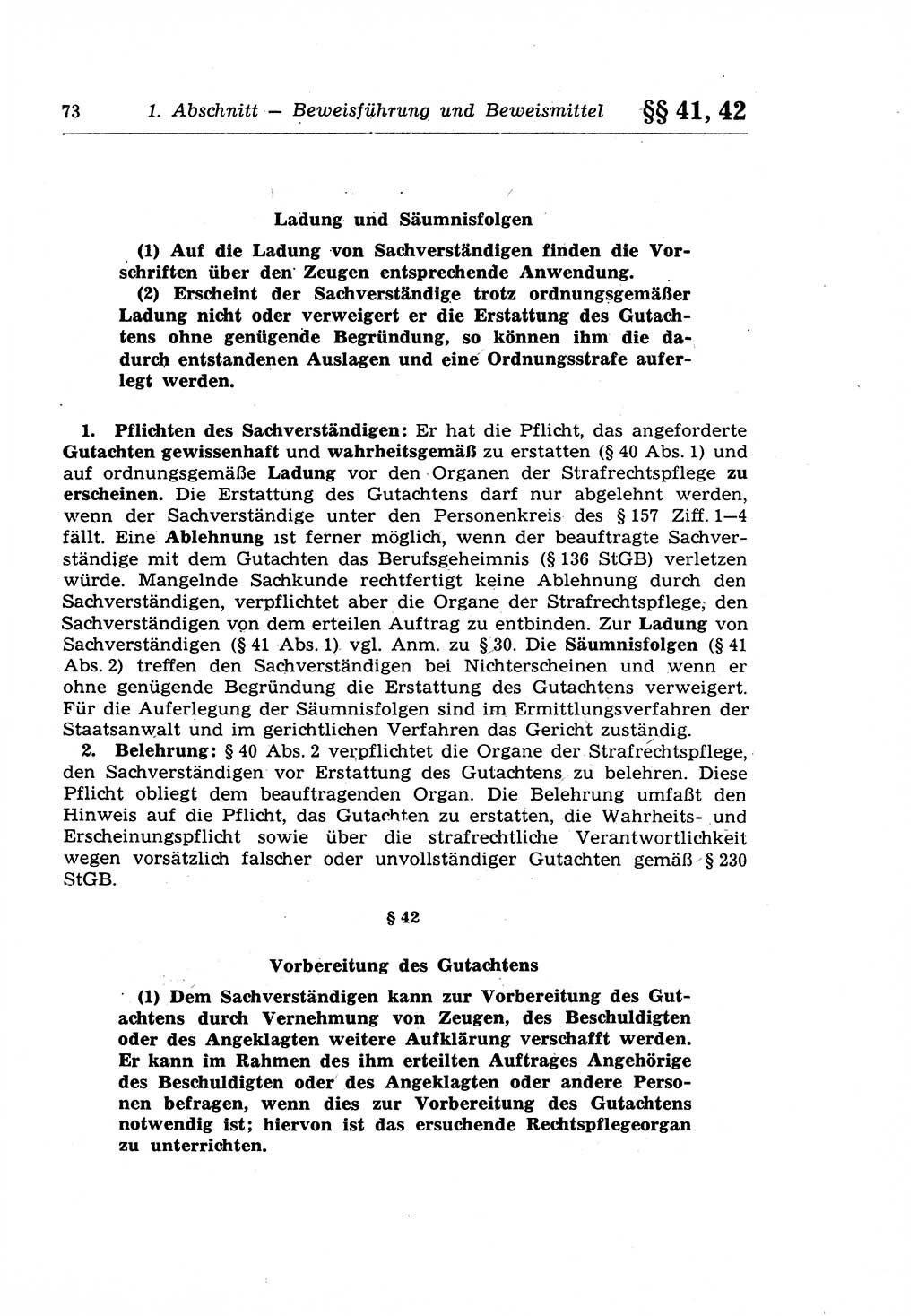 Strafprozeßrecht der DDR (Deutsche Demokratische Republik), Lehrkommentar zur Strafprozeßordnung (StPO) 1968, Seite 73 (Strafprozeßr. DDR Lehrkomm. StPO 19688, S. 73)