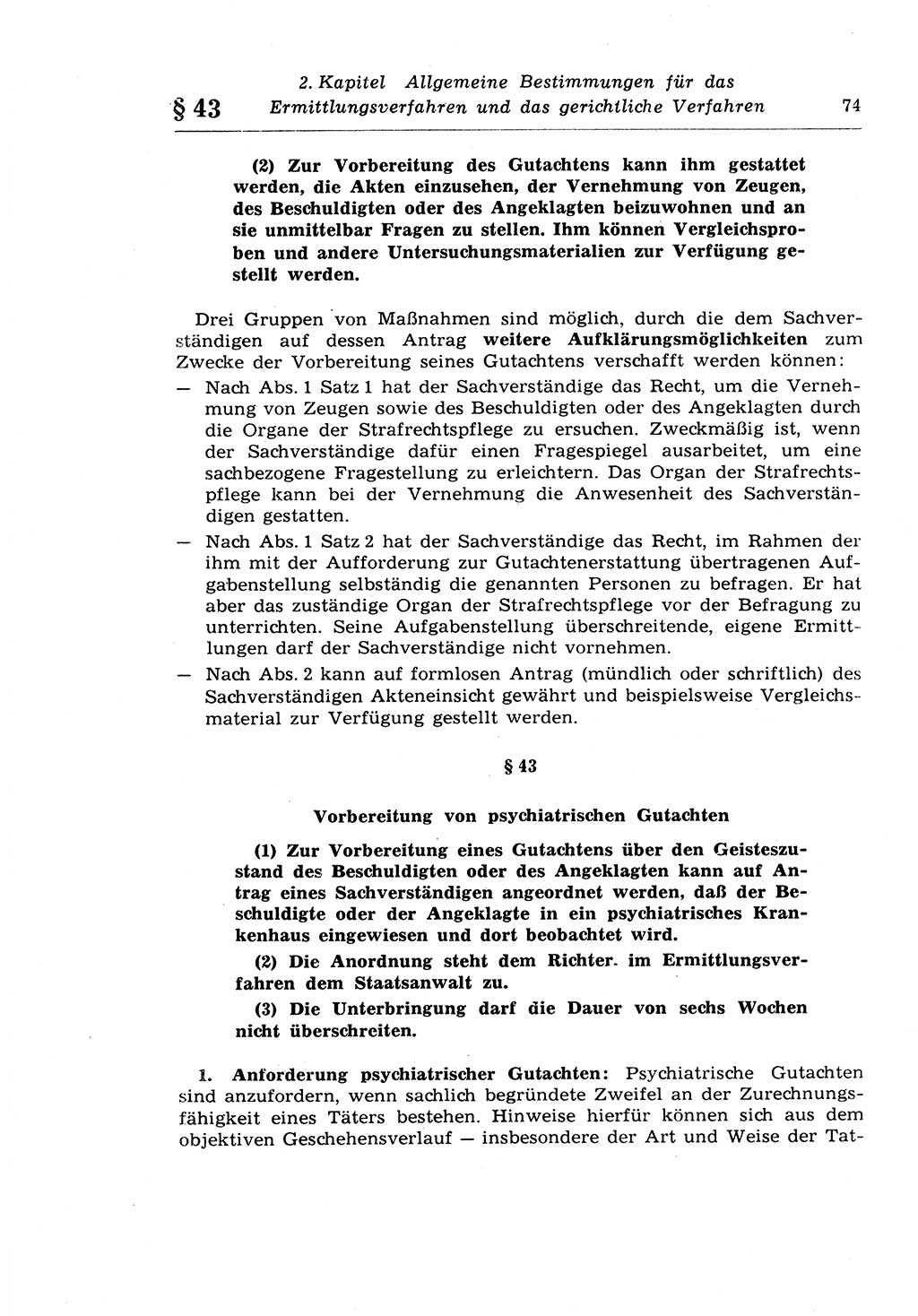 Strafprozeßrecht der DDR (Deutsche Demokratische Republik), Lehrkommentar zur Strafprozeßordnung (StPO) 1968, Seite 74 (Strafprozeßr. DDR Lehrkomm. StPO 19688, S. 74)