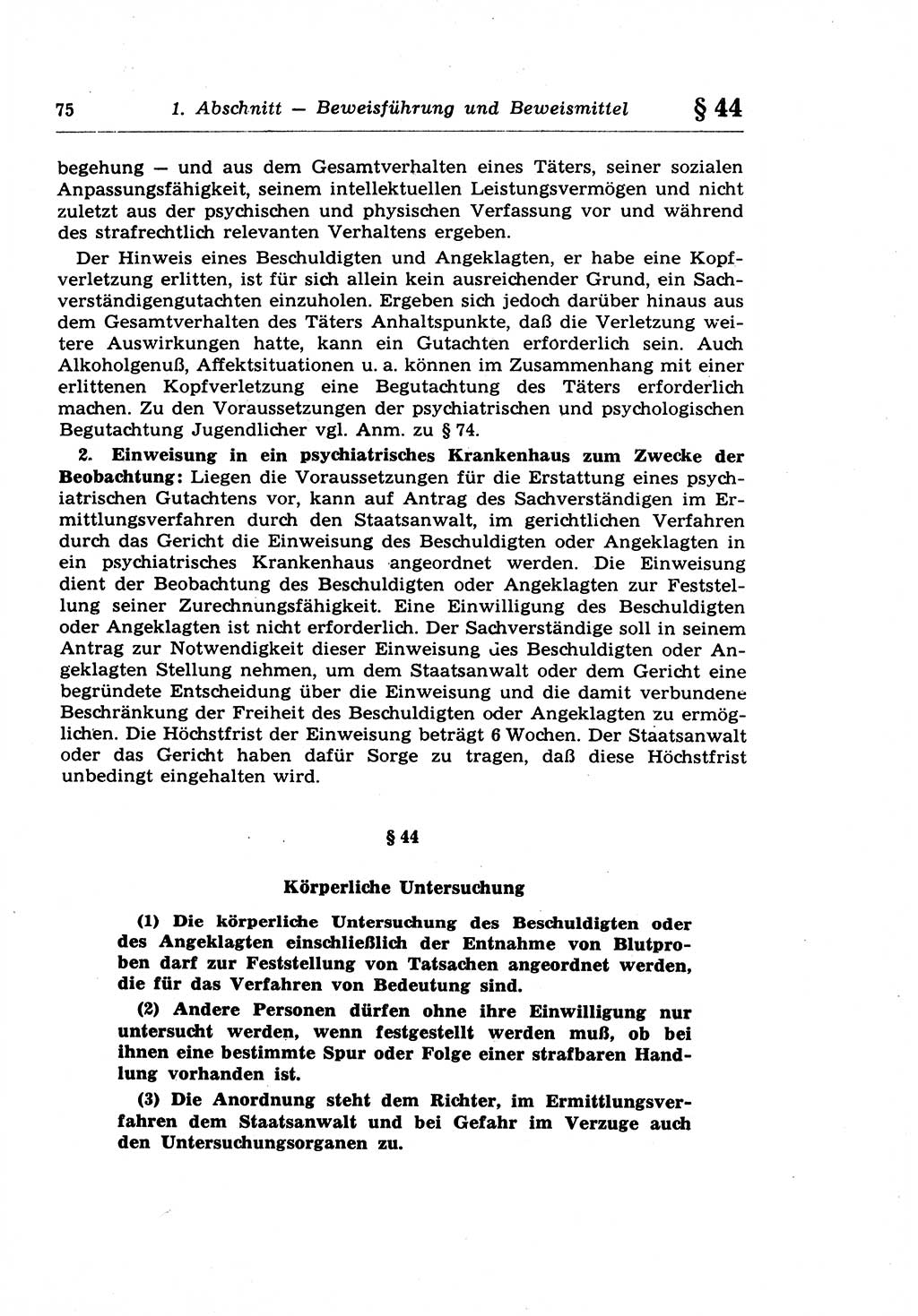 Strafprozeßrecht der DDR (Deutsche Demokratische Republik), Lehrkommentar zur Strafprozeßordnung (StPO) 1968, Seite 75 (Strafprozeßr. DDR Lehrkomm. StPO 19688, S. 75)