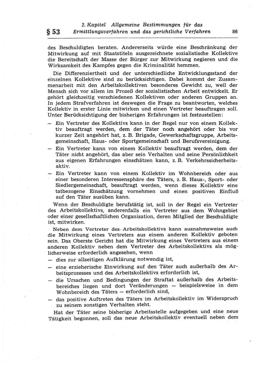 Strafprozeßrecht der DDR (Deutsche Demokratische Republik), Lehrkommentar zur Strafprozeßordnung (StPO) 1968, Seite 86 (Strafprozeßr. DDR Lehrkomm. StPO 19688, S. 86)