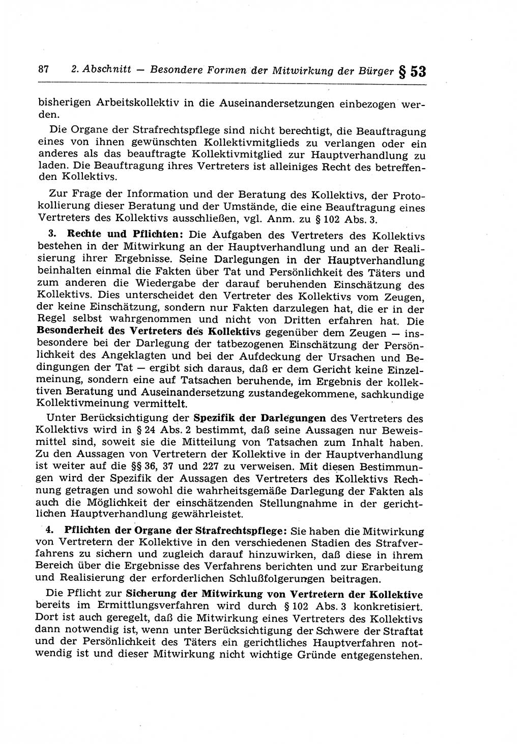 Strafprozeßrecht der DDR (Deutsche Demokratische Republik), Lehrkommentar zur Strafprozeßordnung (StPO) 1968, Seite 87 (Strafprozeßr. DDR Lehrkomm. StPO 19688, S. 87)