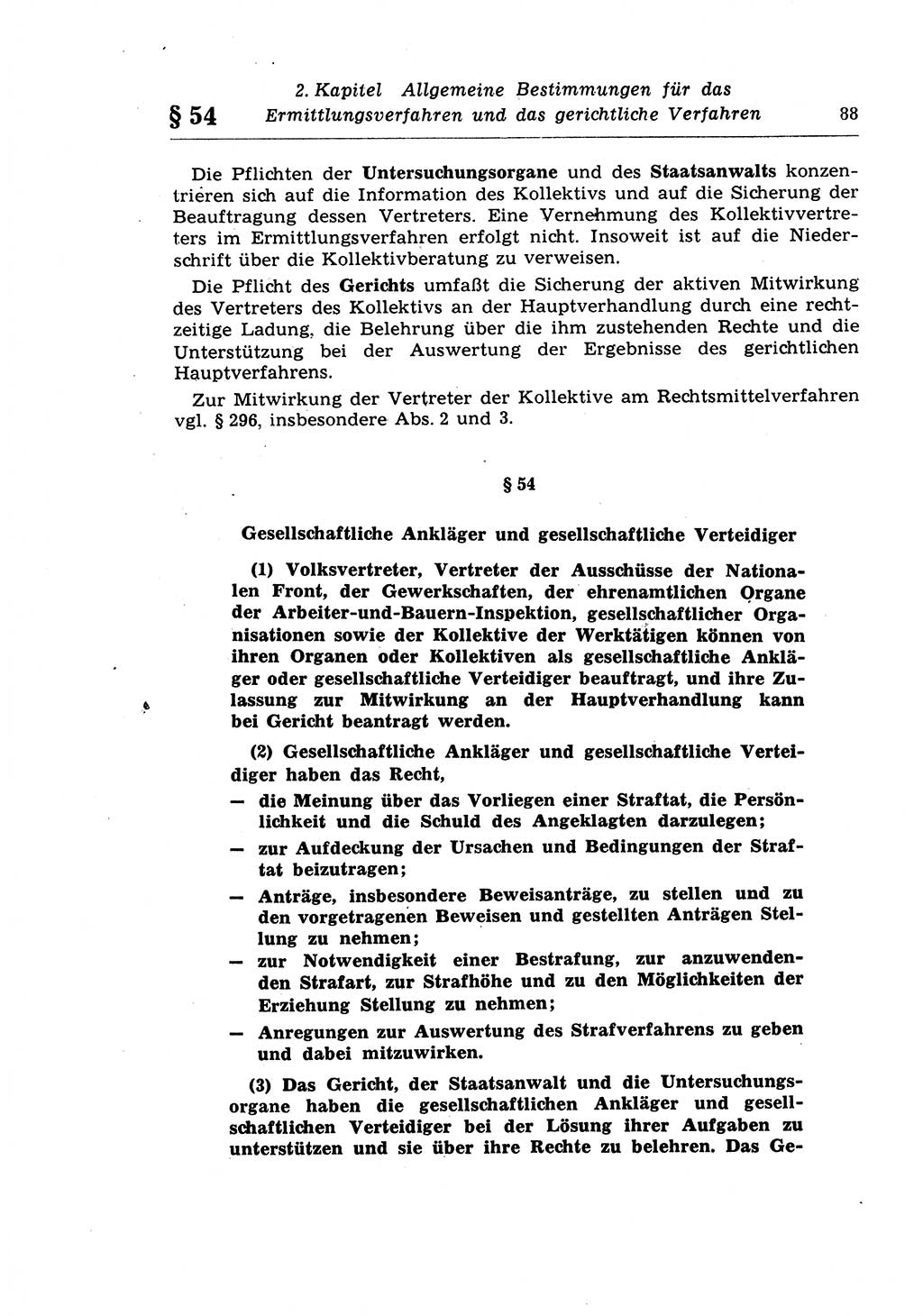 Strafprozeßrecht der DDR (Deutsche Demokratische Republik), Lehrkommentar zur Strafprozeßordnung (StPO) 1968, Seite 88 (Strafprozeßr. DDR Lehrkomm. StPO 19688, S. 88)