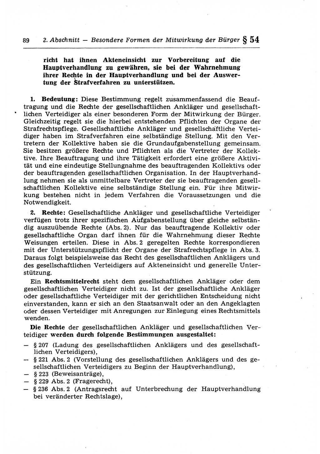 Strafprozeßrecht der DDR (Deutsche Demokratische Republik), Lehrkommentar zur Strafprozeßordnung (StPO) 1968, Seite 89 (Strafprozeßr. DDR Lehrkomm. StPO 19688, S. 89)