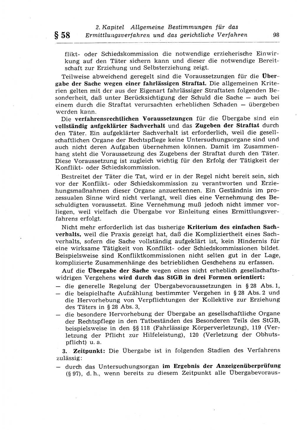 Strafprozeßrecht der DDR (Deutsche Demokratische Republik), Lehrkommentar zur Strafprozeßordnung (StPO) 1968, Seite 98 (Strafprozeßr. DDR Lehrkomm. StPO 19688, S. 98)