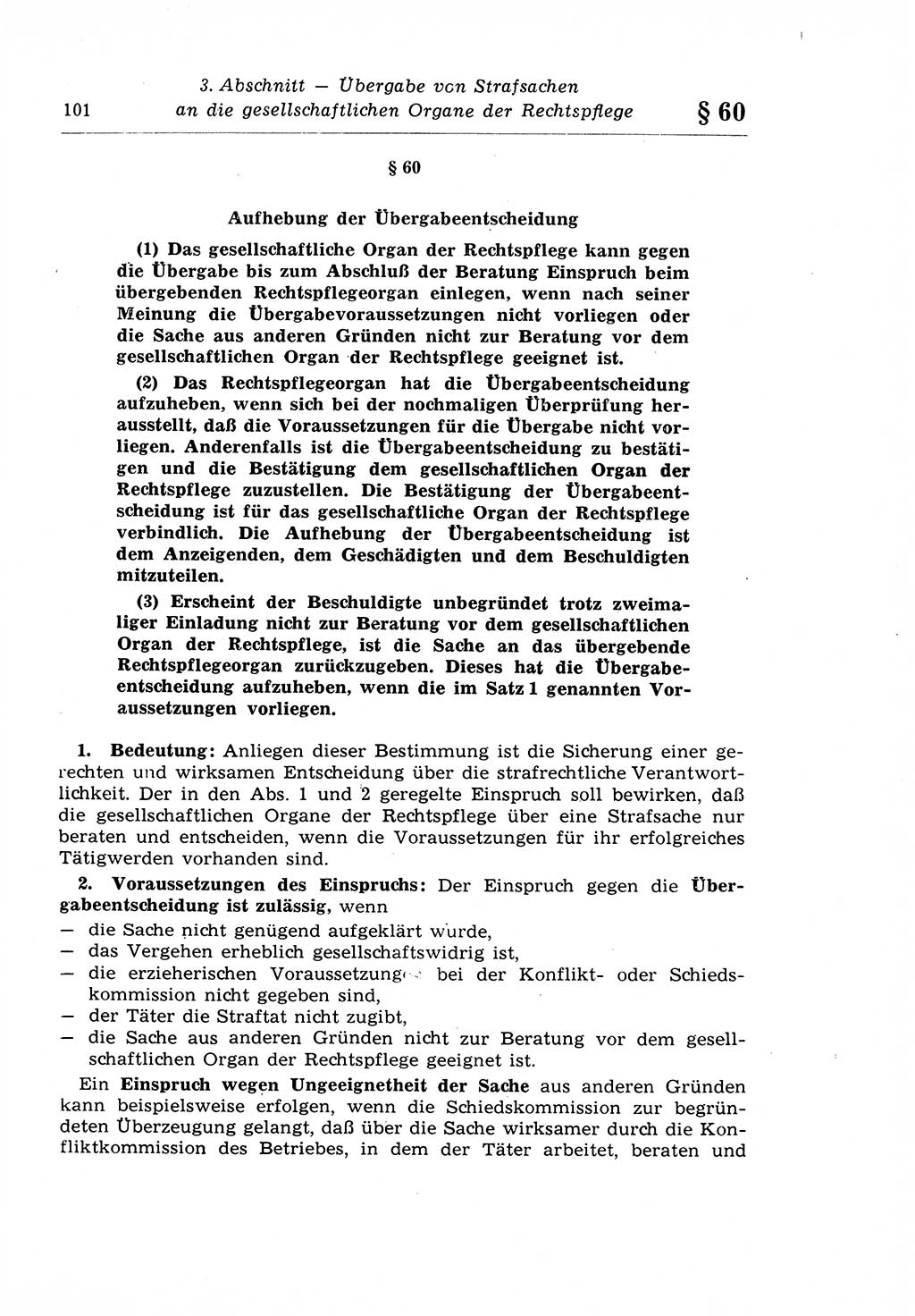 Strafprozeßrecht der DDR (Deutsche Demokratische Republik), Lehrkommentar zur Strafprozeßordnung (StPO) 1968, Seite 101 (Strafprozeßr. DDR Lehrkomm. StPO 19688, S. 101)