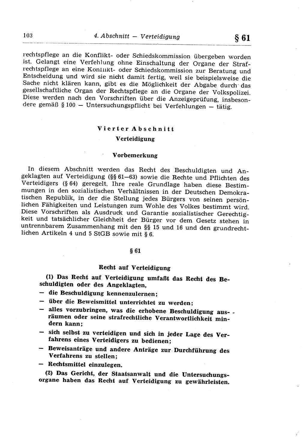 Strafprozeßrecht der DDR (Deutsche Demokratische Republik), Lehrkommentar zur Strafprozeßordnung (StPO) 1968, Seite 103 (Strafprozeßr. DDR Lehrkomm. StPO 19688, S. 103)