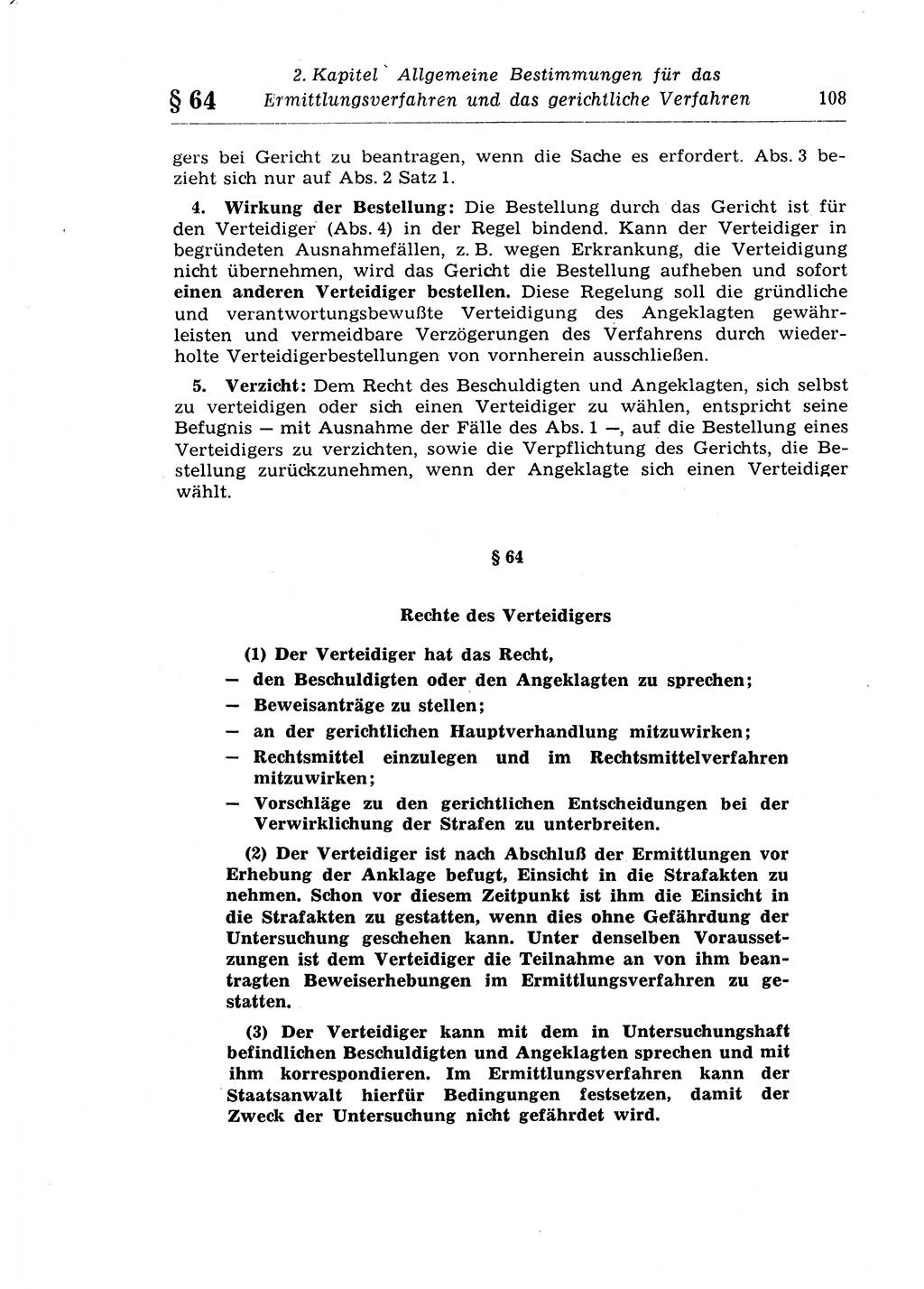 Strafprozeßrecht der DDR (Deutsche Demokratische Republik), Lehrkommentar zur Strafprozeßordnung (StPO) 1968, Seite 108 (Strafprozeßr. DDR Lehrkomm. StPO 19688, S. 108)