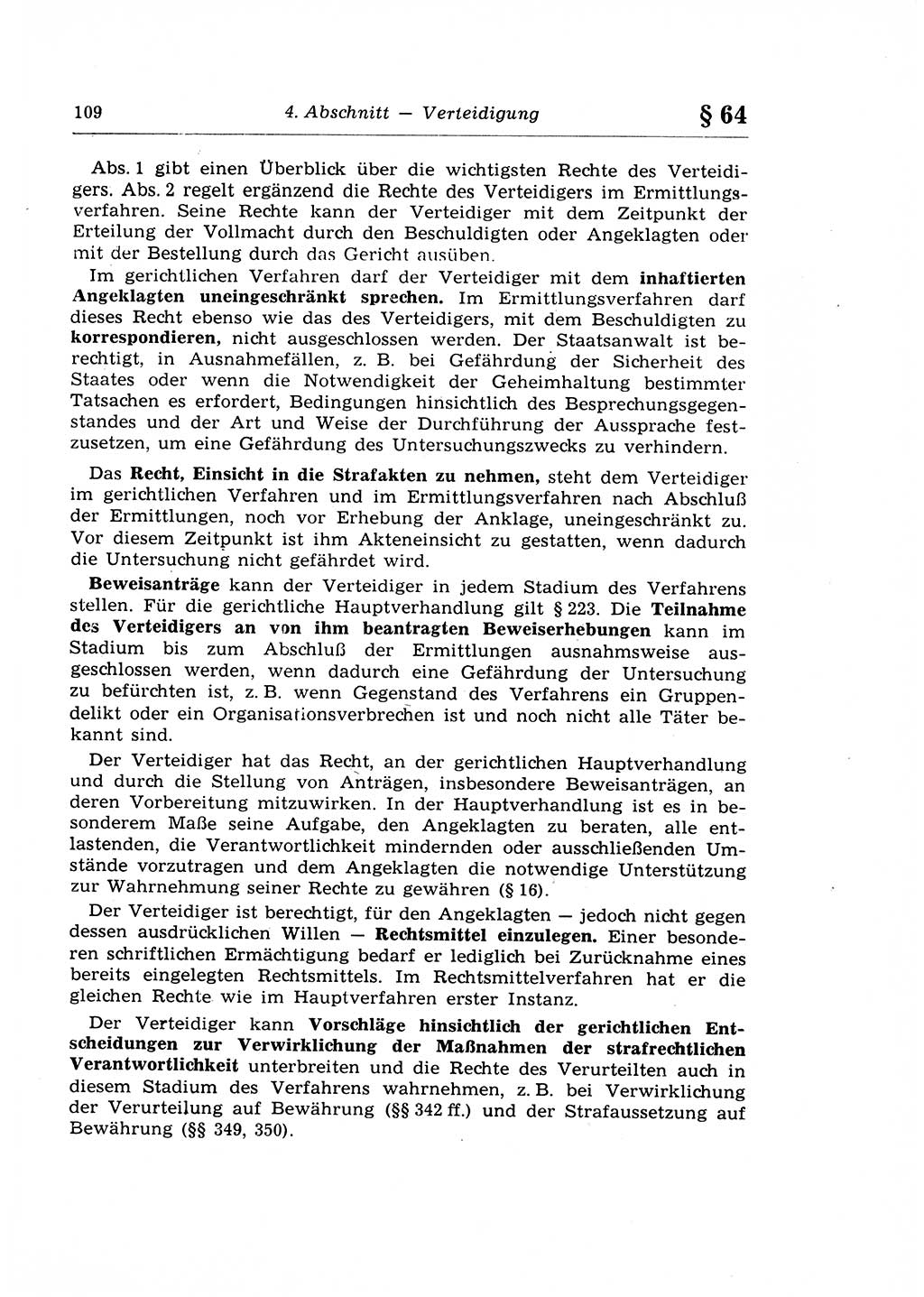 Strafprozeßrecht der DDR (Deutsche Demokratische Republik), Lehrkommentar zur Strafprozeßordnung (StPO) 1968, Seite 109 (Strafprozeßr. DDR Lehrkomm. StPO 19688, S. 109)