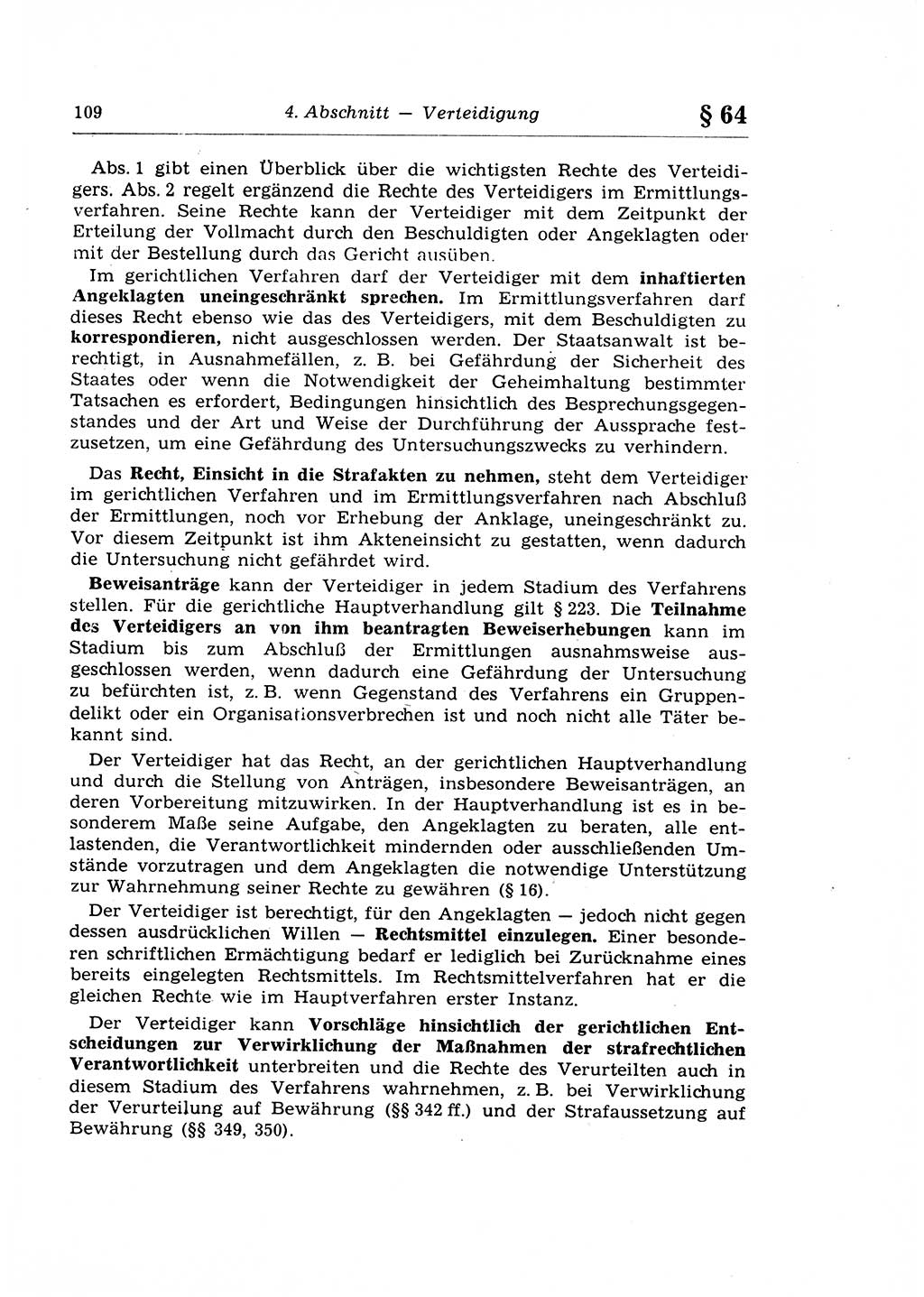 Strafprozeßrecht der DDR (Deutsche Demokratische Republik), Lehrkommentar zur Strafprozeßordnung (StPO) 1968, Seite 109 (Strafprozeßr. DDR Lehrkomm. StPO 19688, S. 109)