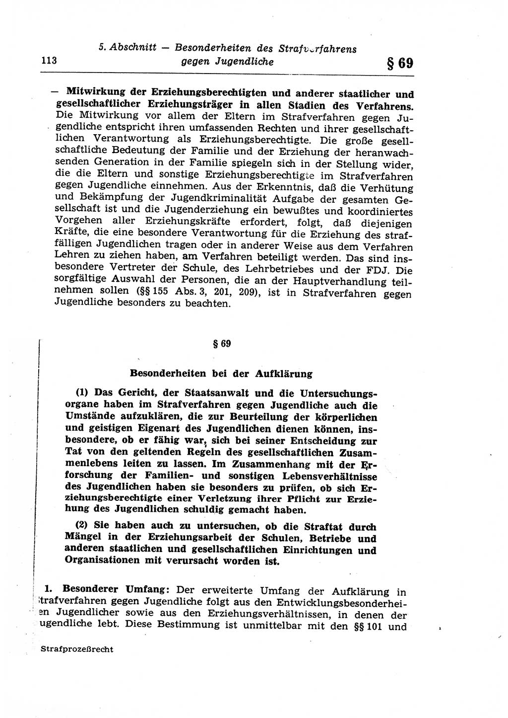 Strafprozeßrecht der DDR (Deutsche Demokratische Republik), Lehrkommentar zur Strafprozeßordnung (StPO) 1968, Seite 113 (Strafprozeßr. DDR Lehrkomm. StPO 19688, S. 113)